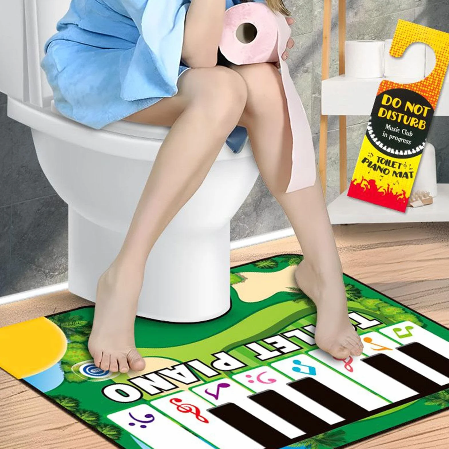 Musical Potty Mat, Piano Sound Rug, Interactive Carpet for Bathroom, 23.62x18.9 Inches, Cloth, PVC