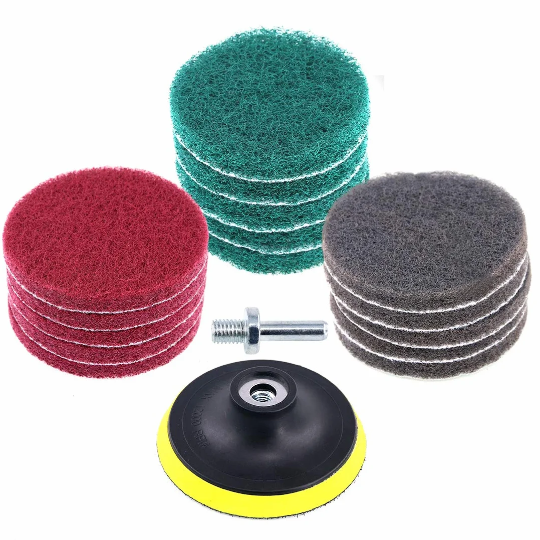 Glarks 16 szt. 10 cm szczotka do szorowania płytek, zestaw do czyszczenia z uchwytem 10 cm, do czyszczenia łazienki i kuchni, 3 różne sztywności (czerwony, szary, zielony)