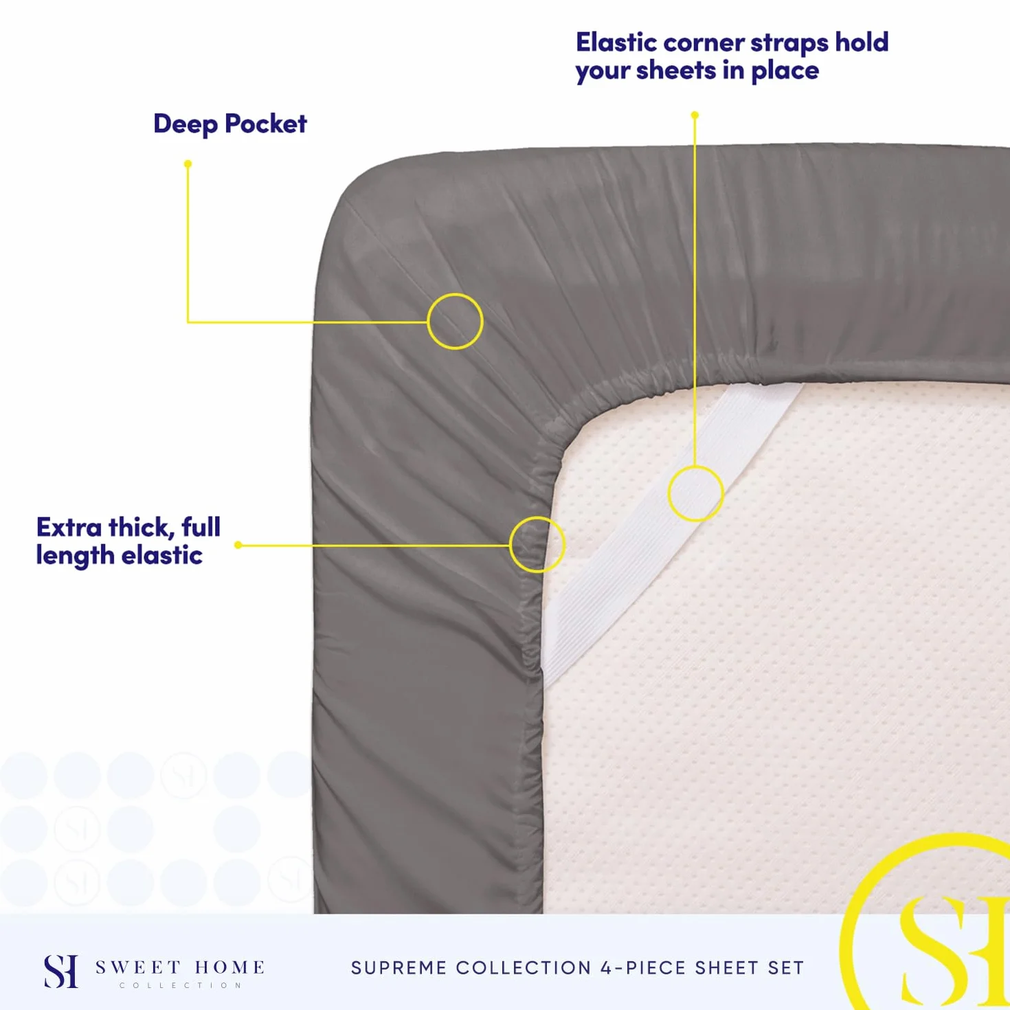 California King Sheet Sets - 1800 Supreme Collection Deep Pocket Bedding, Extra Deep Pocket, Gray