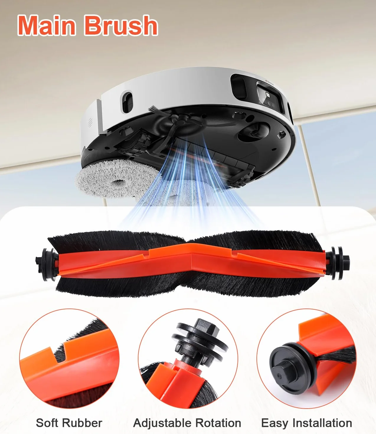 Zestaw akcesoriów do odkurzacza robota Xiaomi X20+/X10+/Dreame L10s Ultra/L10 Ultra/L10 Prime, 1 szczotka główna, 4 filtry, 4 nakładki na mopa, 6 szczotek bocznych, 6 worków na kurz