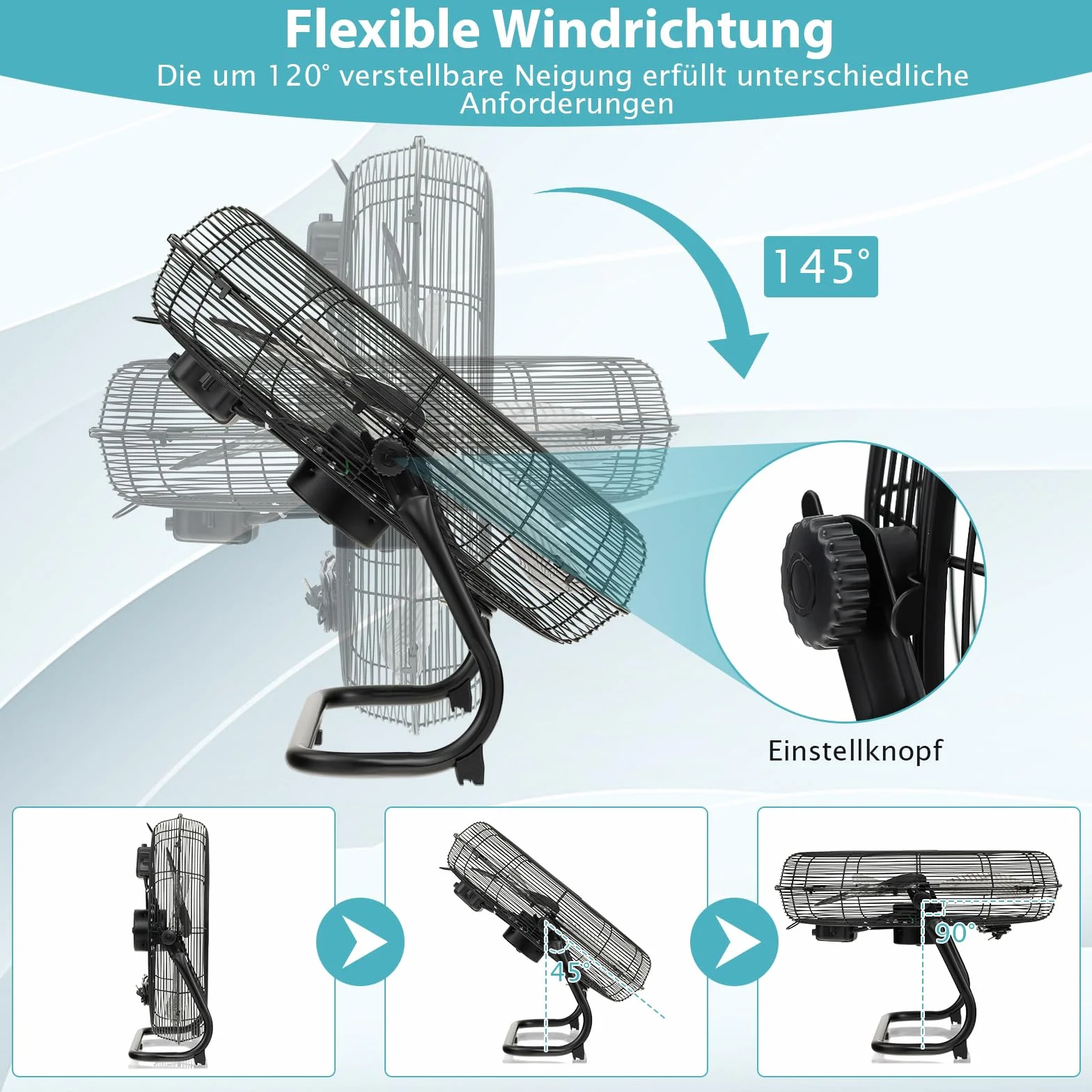COSTWAY Wentylator podłogowy 51 cm 160 W 3 prędkości chromowany