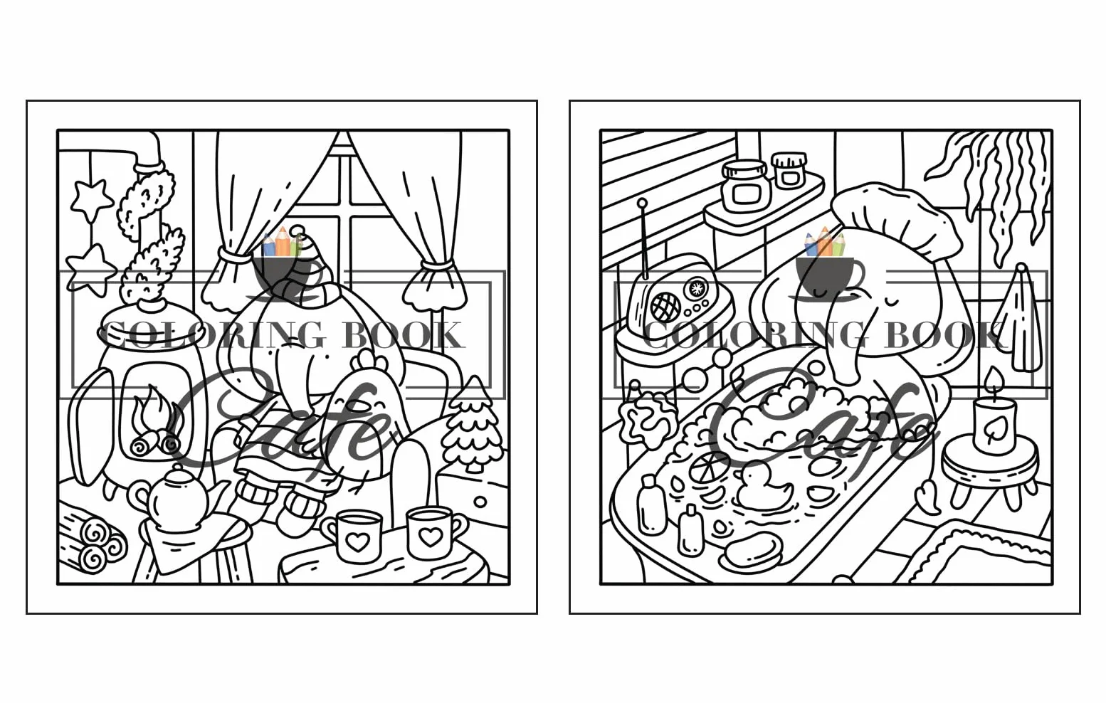 Comfy Life: Cute and Comfy Coloring Book for Adults and Teens Featuring Hygge Scenes with Adorable Animal Characters for Stress Relief and Relaxation