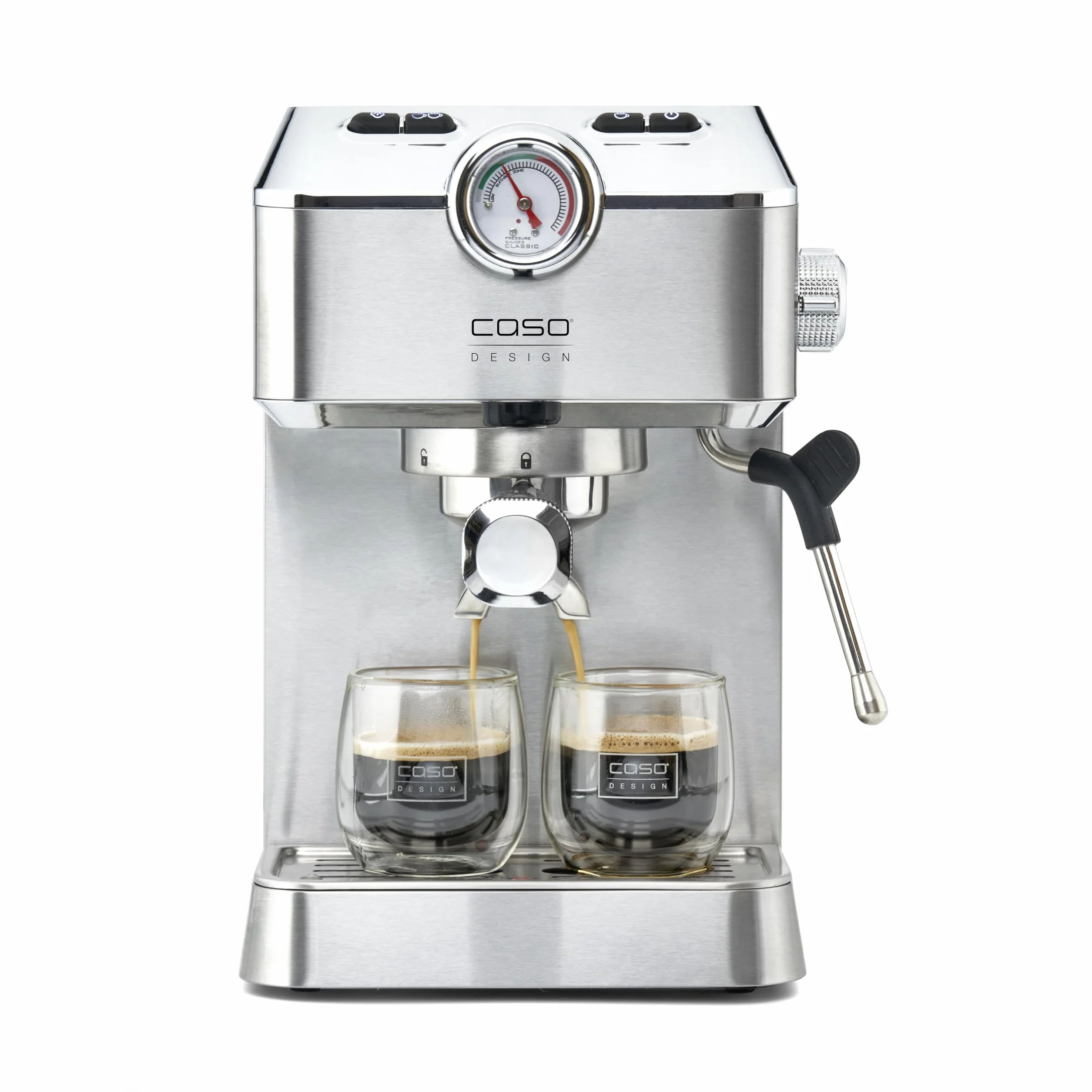 Caso Espresso Gourmet ekspres do kawy ze stali nierdzewnej 19 bar z spieniaczem do mleka