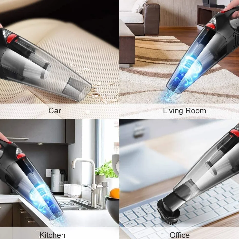 RIKIN Bezprzewodowy Odkurzacz Ręczny 8500 Pa 120 W z Lampką LED i Filtrem HEPA