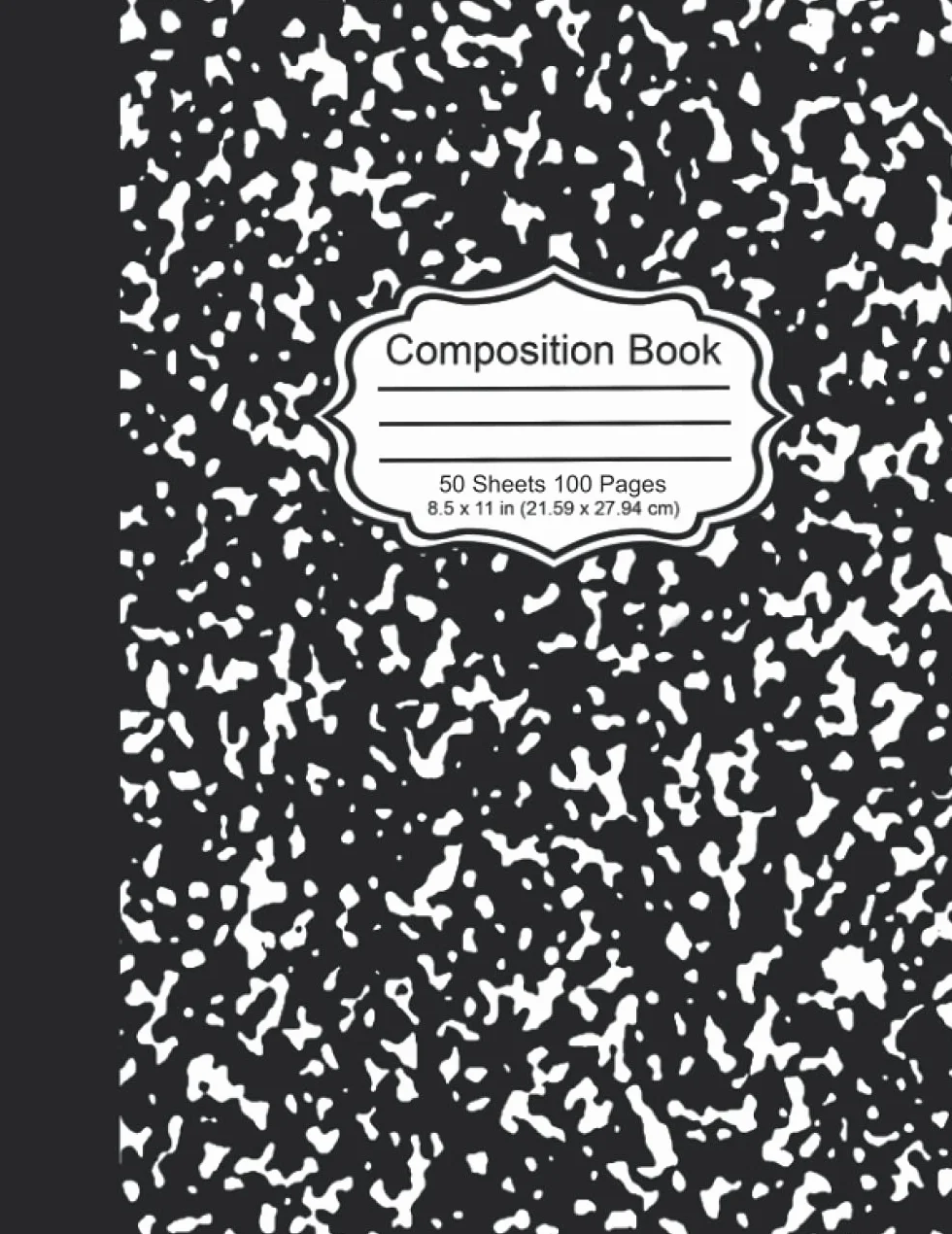 Marble Cover Composition Book with 50 Sheets / 100 Pages of Wide Ruled White Paper: College Ruled Composition Notebook, Home School Supplies for College Students