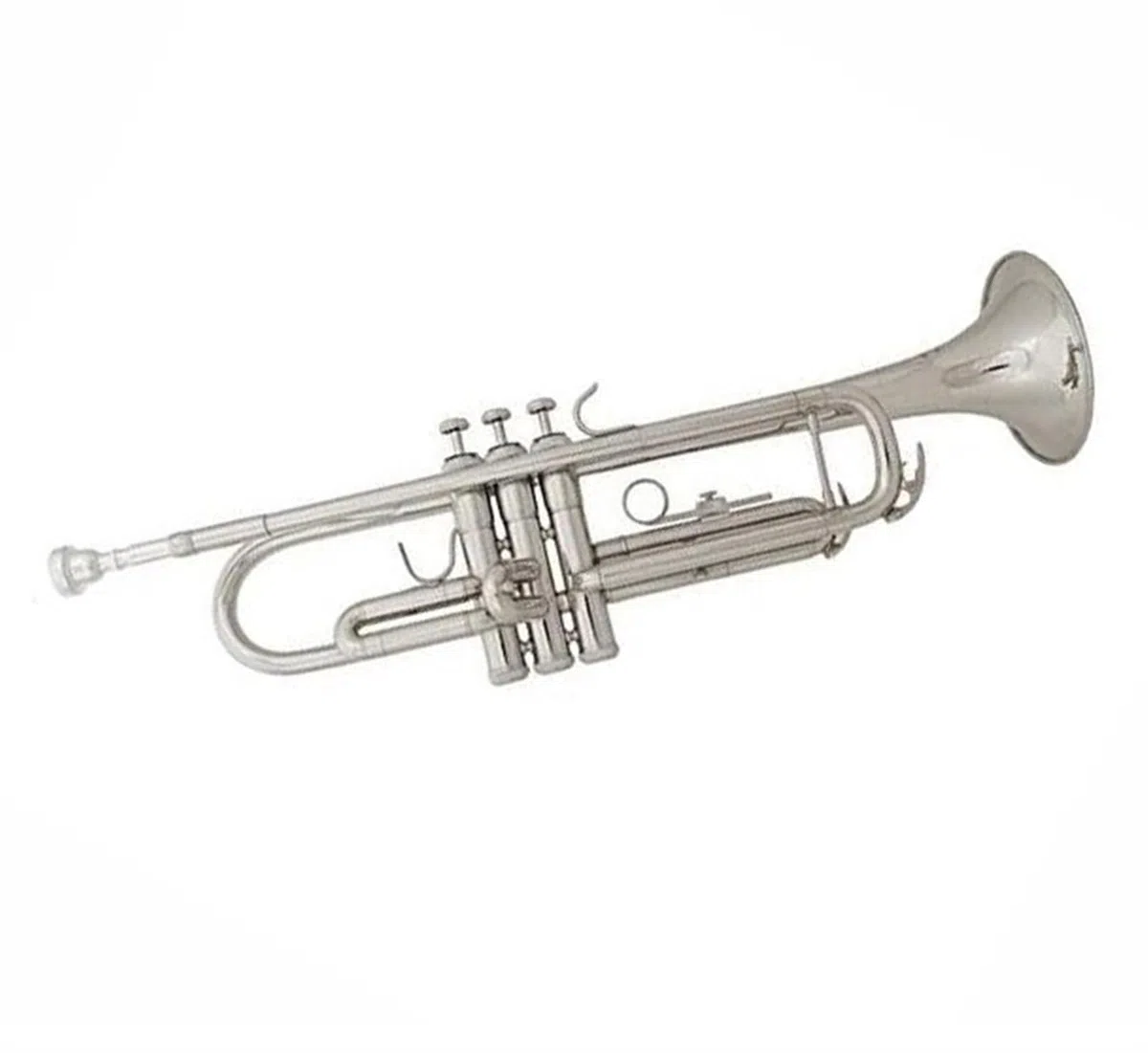 Standard Trąbka Trąbka Bb B Flat Mosiądz Złoty Malowany Wykwintny Wytrzymały Instrument Muzyczny Rękawiczki Pasek Etui(Silver)