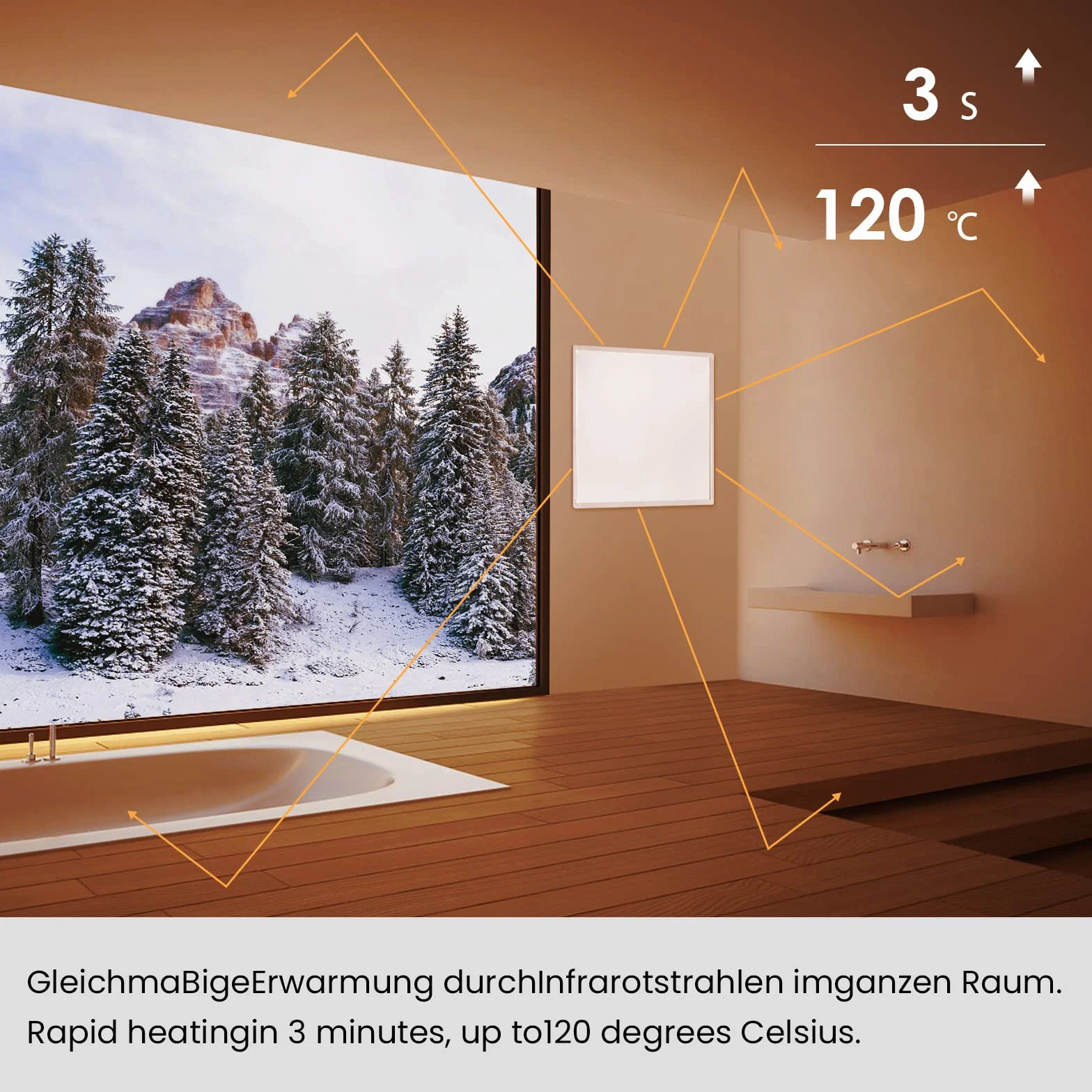 Podczerwień 180 W, montaż na podczerwień do 120 stopni Celsjusza do 2-5㎡ - 1-3 min na monitorze - TÜV + 10 lat .