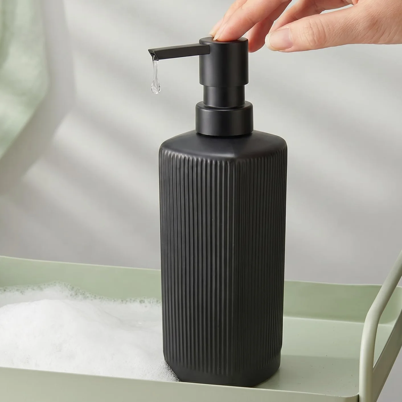 Szklany dozownik mydła 350 ml 2 szt. czarny do kuchni łazienki