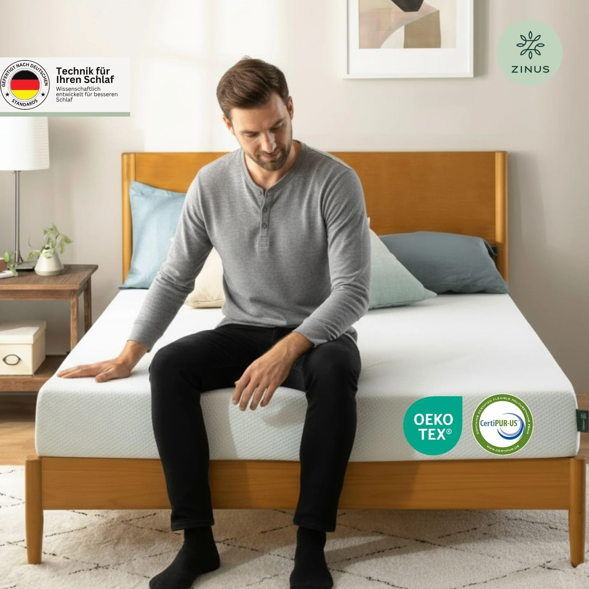 Zinus Ergonomiczny materac piankowy 140x200 cm ortopedyczny średni stopień twardości wysokość 11 cm