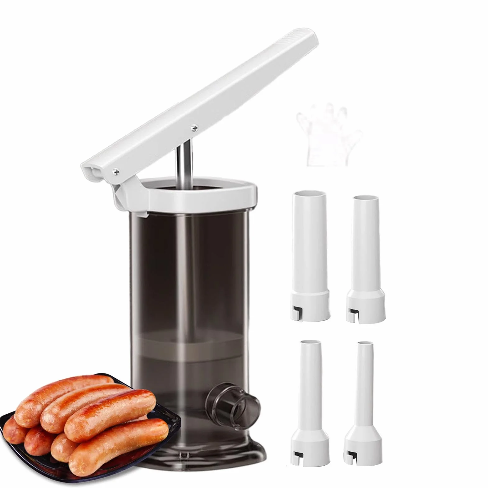 Manual Sausage Stuffer, Homemade Snag Maker, Meat Filling Machine, Large Capacity Easy to Use Sturdy Materials Ergonomic Handle for Home, 4.1x7 Inches