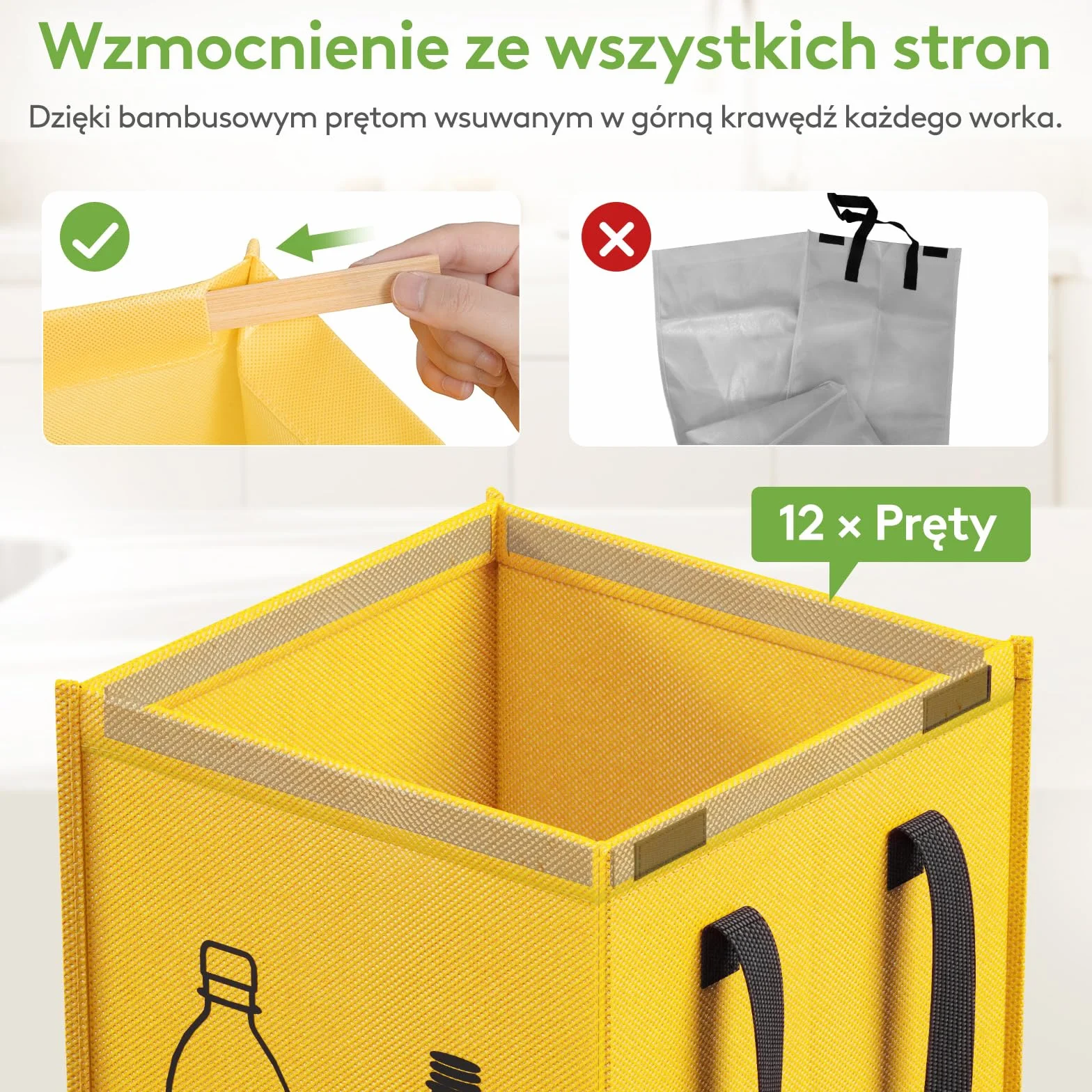 Lifewit System segregacji śmieci do kuchni, 3 przegródki na papier, szkło i plastik, pojemniki z recyklingu, pojemnik na odpady i butelki na kaucję, 3 x 45 l, łatwe opróżnianie