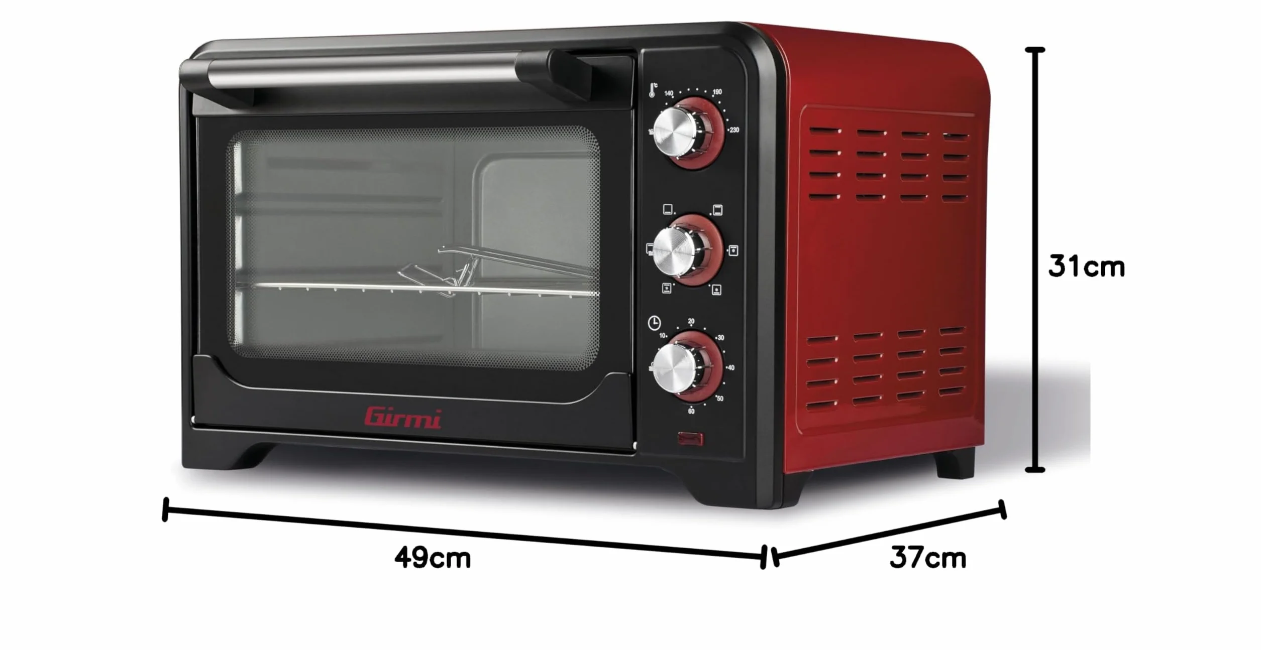 Girmi FE3000 piec elektryczny, 1600 W, stal nierdzewna, czerwony