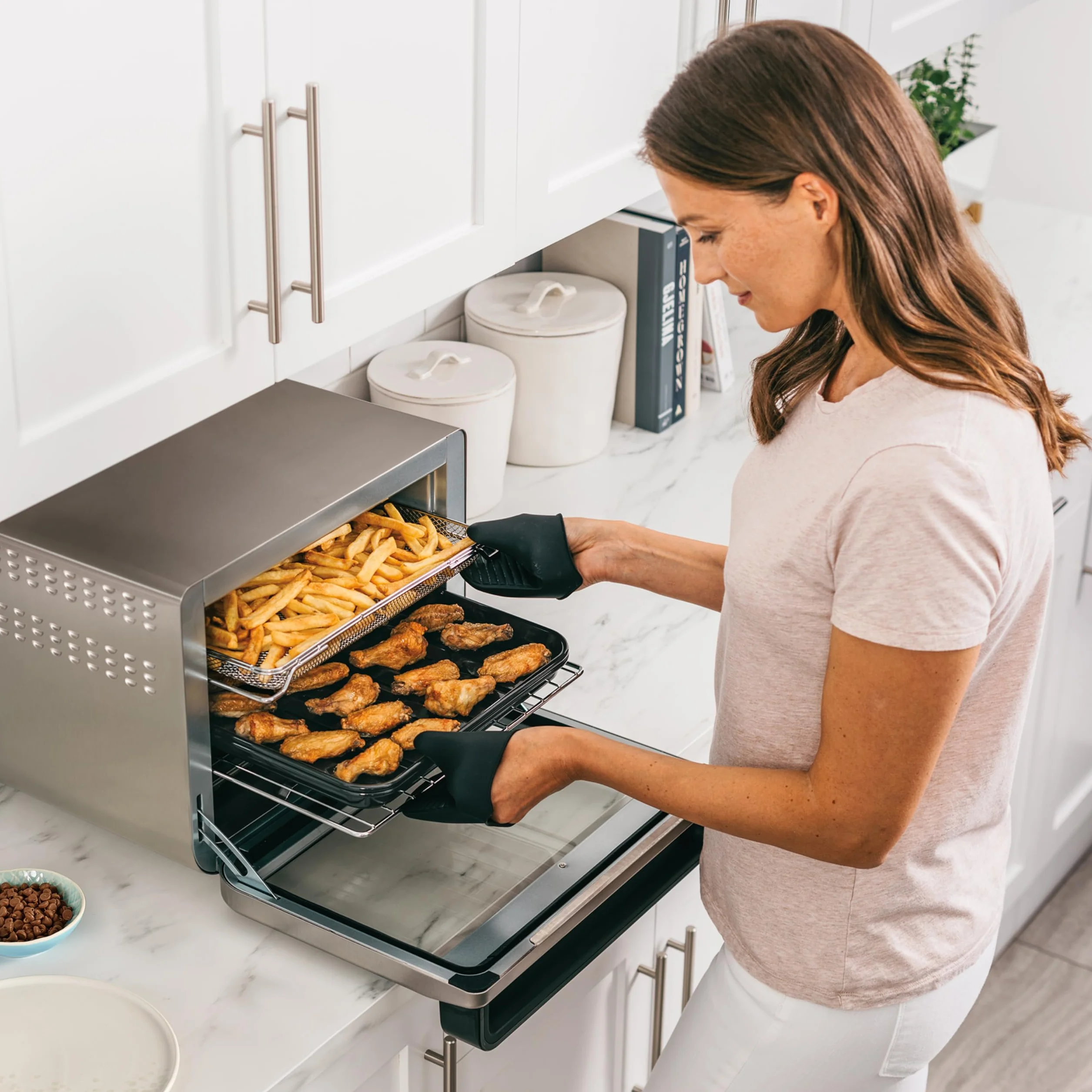 Ninja Foodi 10 w 1, piekarnik wielofunkcyjny, przenośny mini piekarnik na blat, frytkownica beztłuszczowa, pieczenie, grill, ciasta i więcej,10 funkcji gotowania, srebrno/czarny, DT200EU
