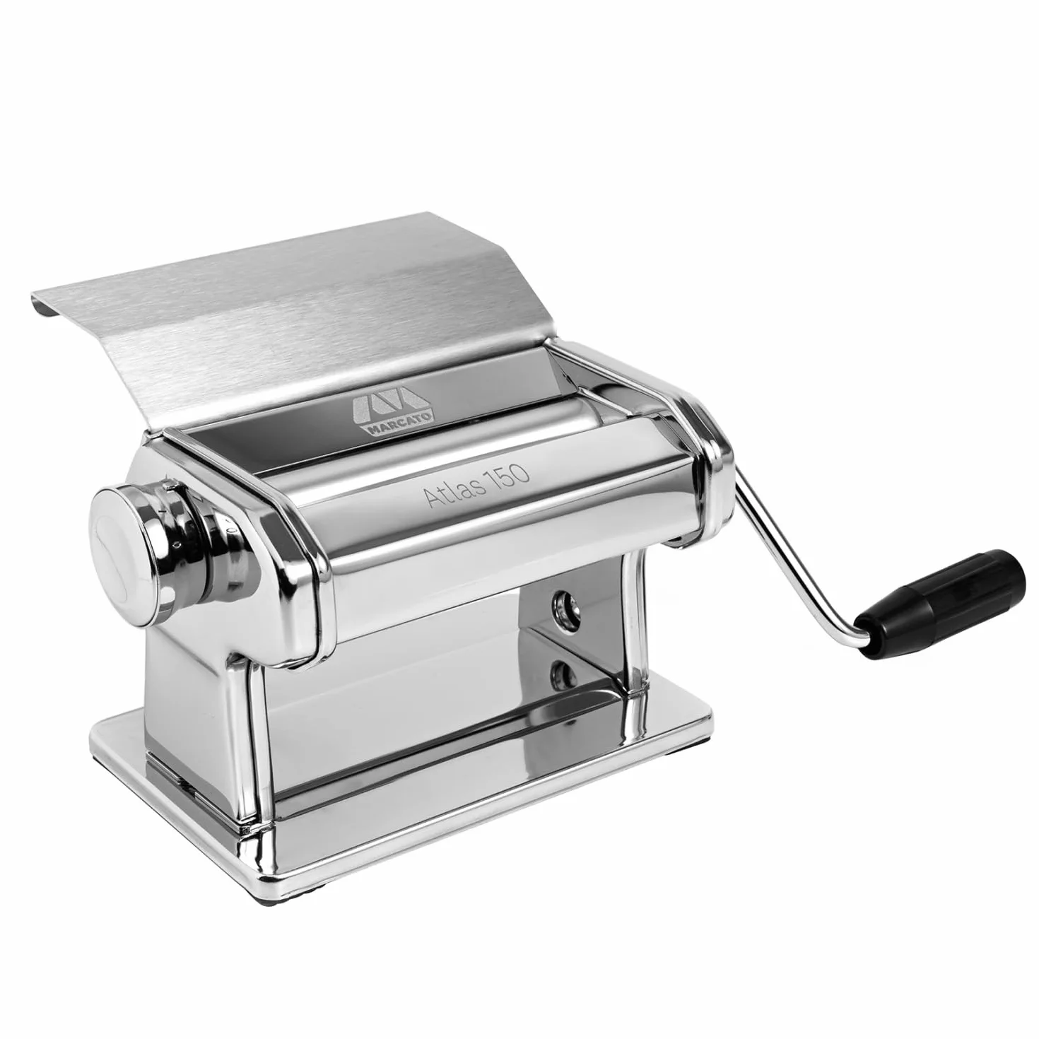 MARCATO Made in Italy Atlas 150 Slide Ręczna maszyna do makaronu, stal chromowana. Do lasagne, Fettuccine, Tagliolini, pasty cukrowej, ciasta chlebowego