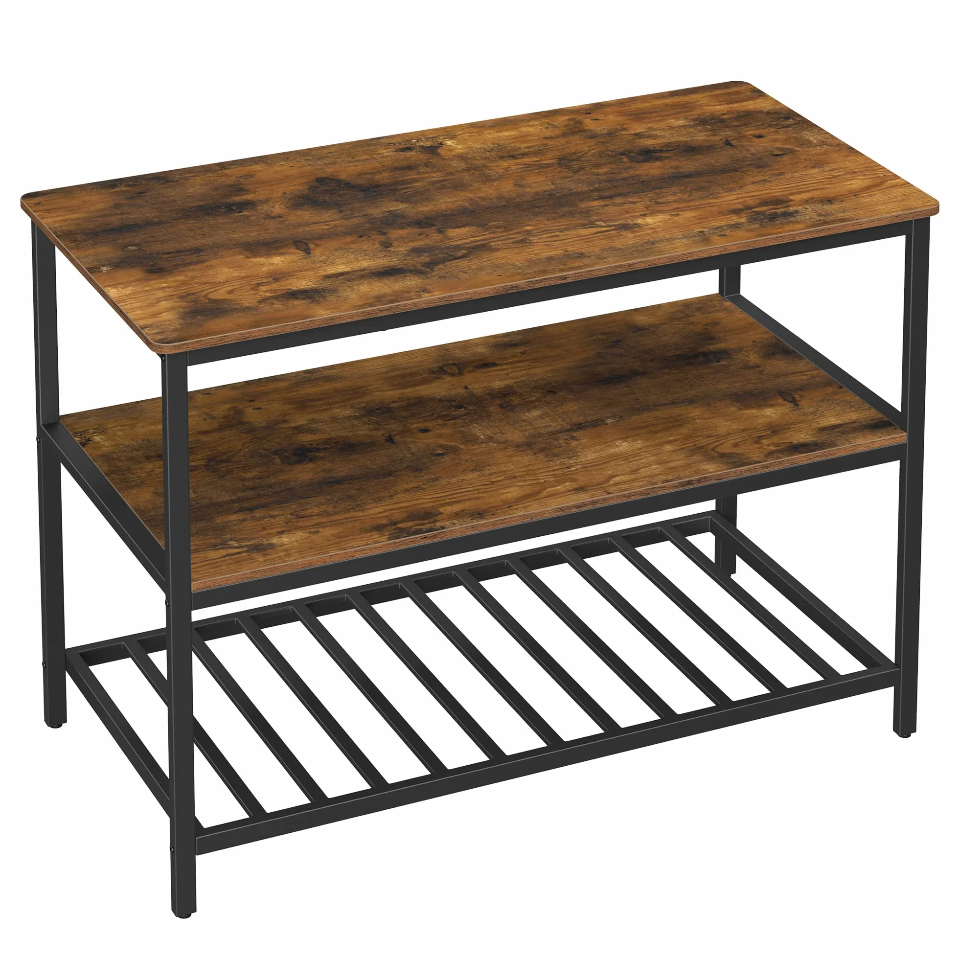 VASAGLE Wyspa Kuchenna z Blatem 120x60x90 cm Metalowa Rama Vintage Brązowo-Czarny