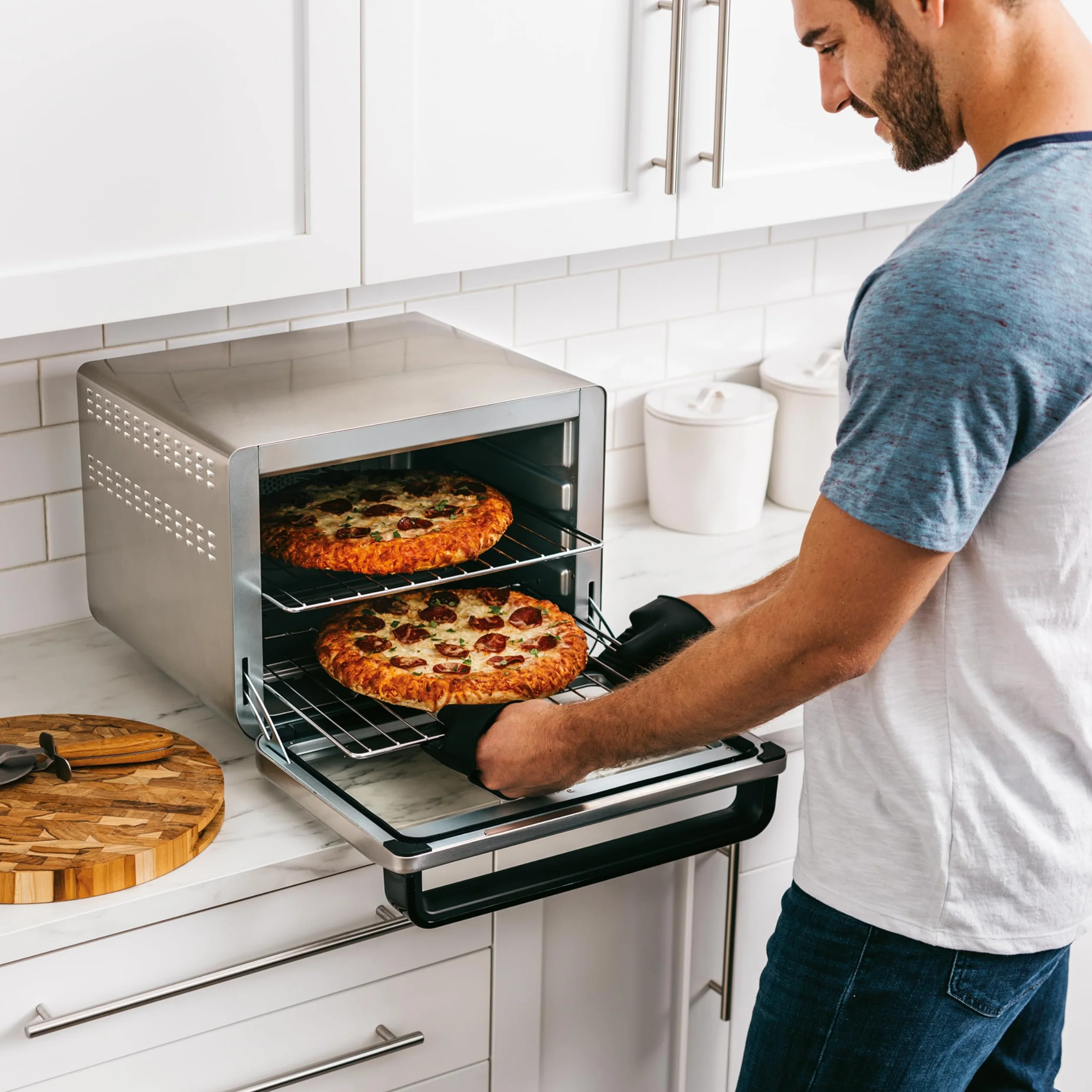 Ninja Foodi 10 w 1, piekarnik wielofunkcyjny, przenośny mini piekarnik na blat, frytkownica beztłuszczowa, pieczenie, grill, ciasta i więcej,10 funkcji gotowania, srebrno/czarny, DT200EU
