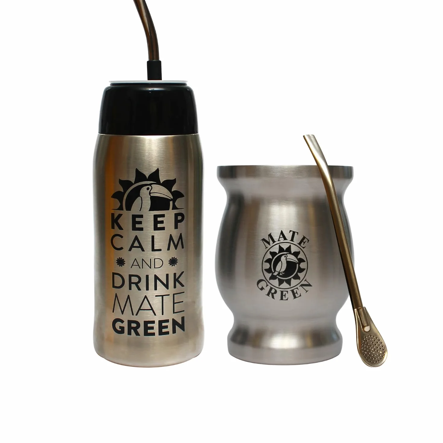 Zestaw outdoorowy | Yerbomos termos do herbaty Yerba Mate 580 ml, przenośne akcesorium do Yerba Mate, kubek ze stali nierdzewnej ze słomką do picia Bombilla, bezpieczny i trwały