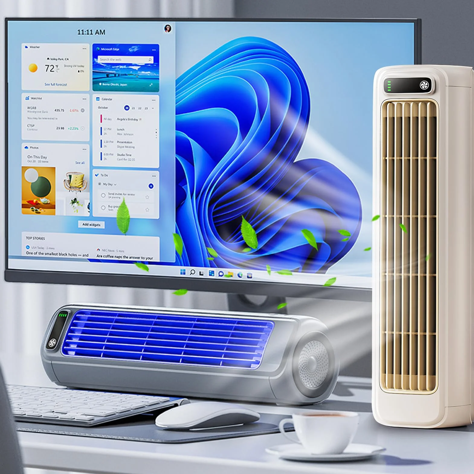 Outfany Cooling Ace przenośny klimatyzator wentylator chłodzący cichy 3 prędkości ładowany biały