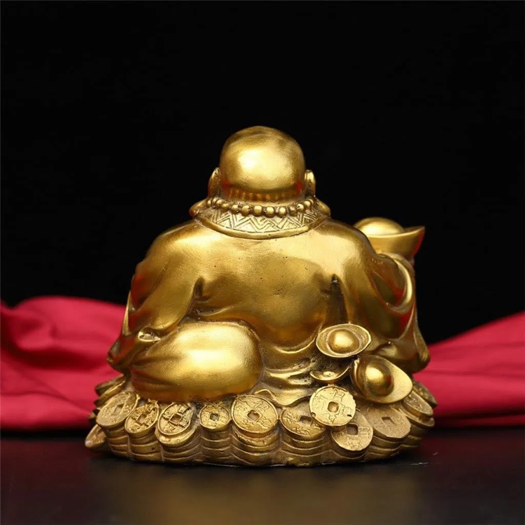 Posąg Buddy do wnętrz Ozdoby Buddy Maitreya Mosiądz Duży Brzuch Posąg Buddy Dekoracja Domu Bodhisattwa Feng Shui Dekoracja Medytująca Statua Buddy Rzeźba (M)