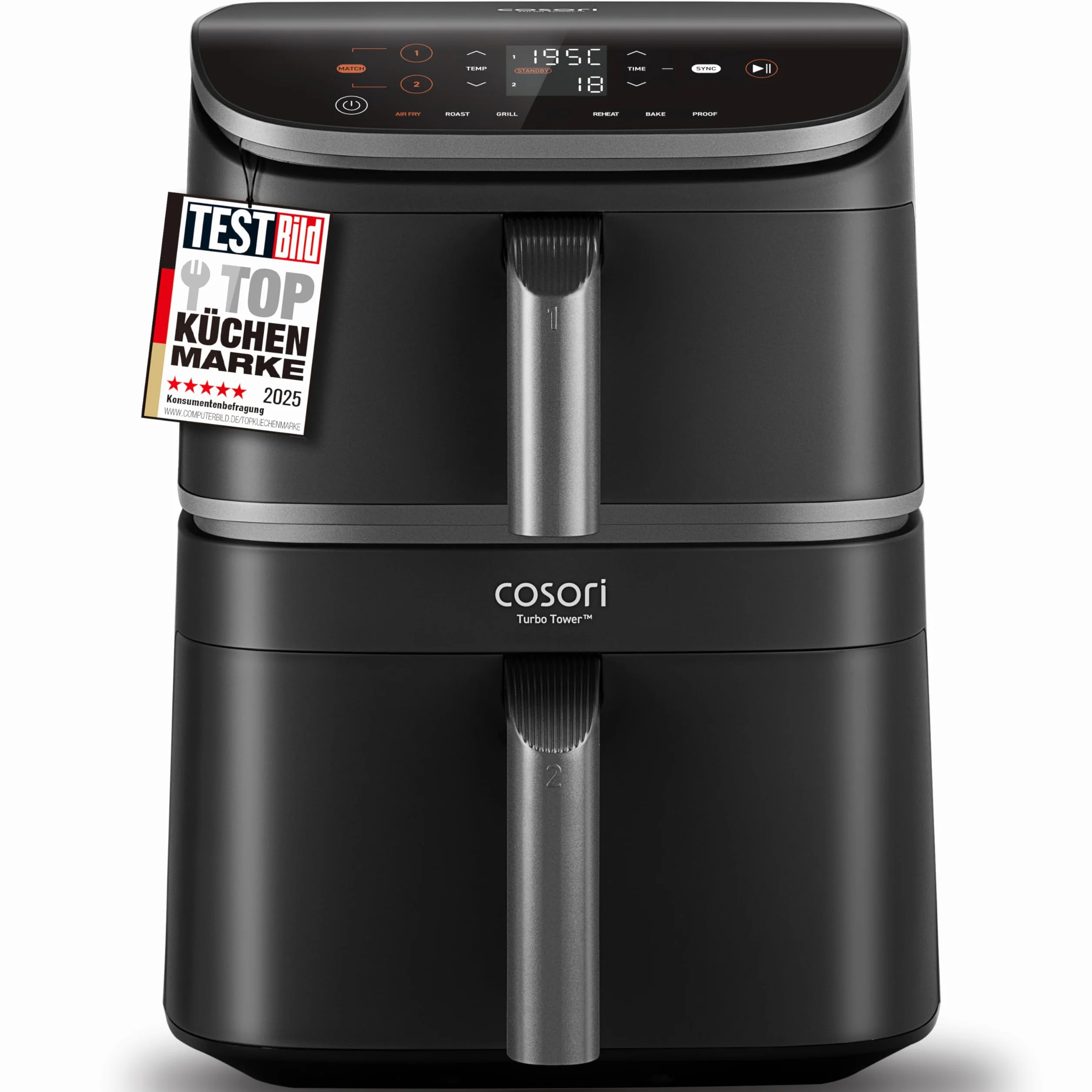 COSORI Airfryer frytkownica na gorące powietrze 2 komory 10,8 l stal nierdzewna srebrno-szara