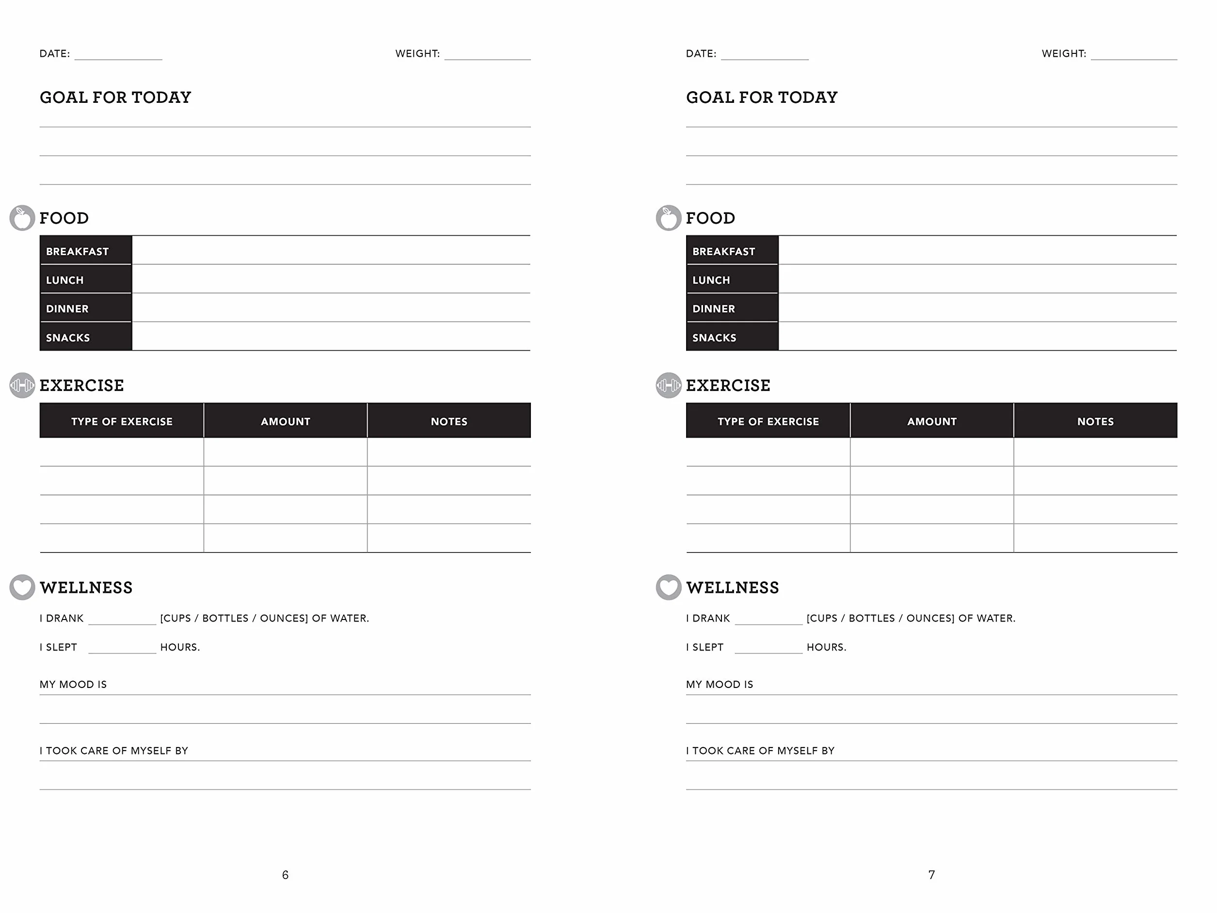 Training for a Healthy Life: A Daily Food and Fitness Journal