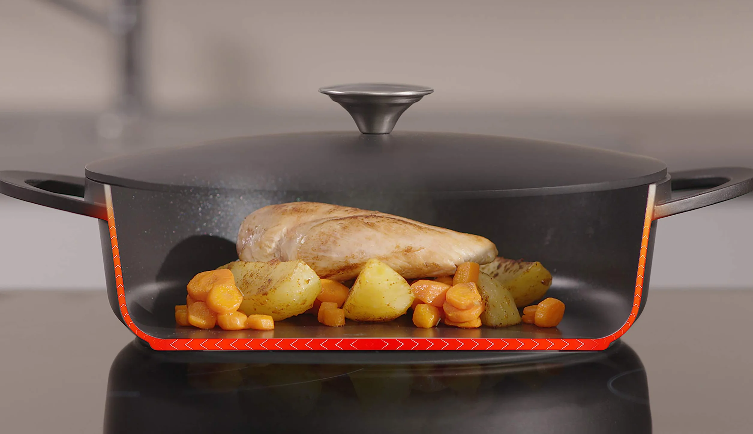 TEFAL Trattoria Brytfanna z pokrywą 28cm, odlew aluminiowy, powłoka Titanium Extra, do indukcji, czarny