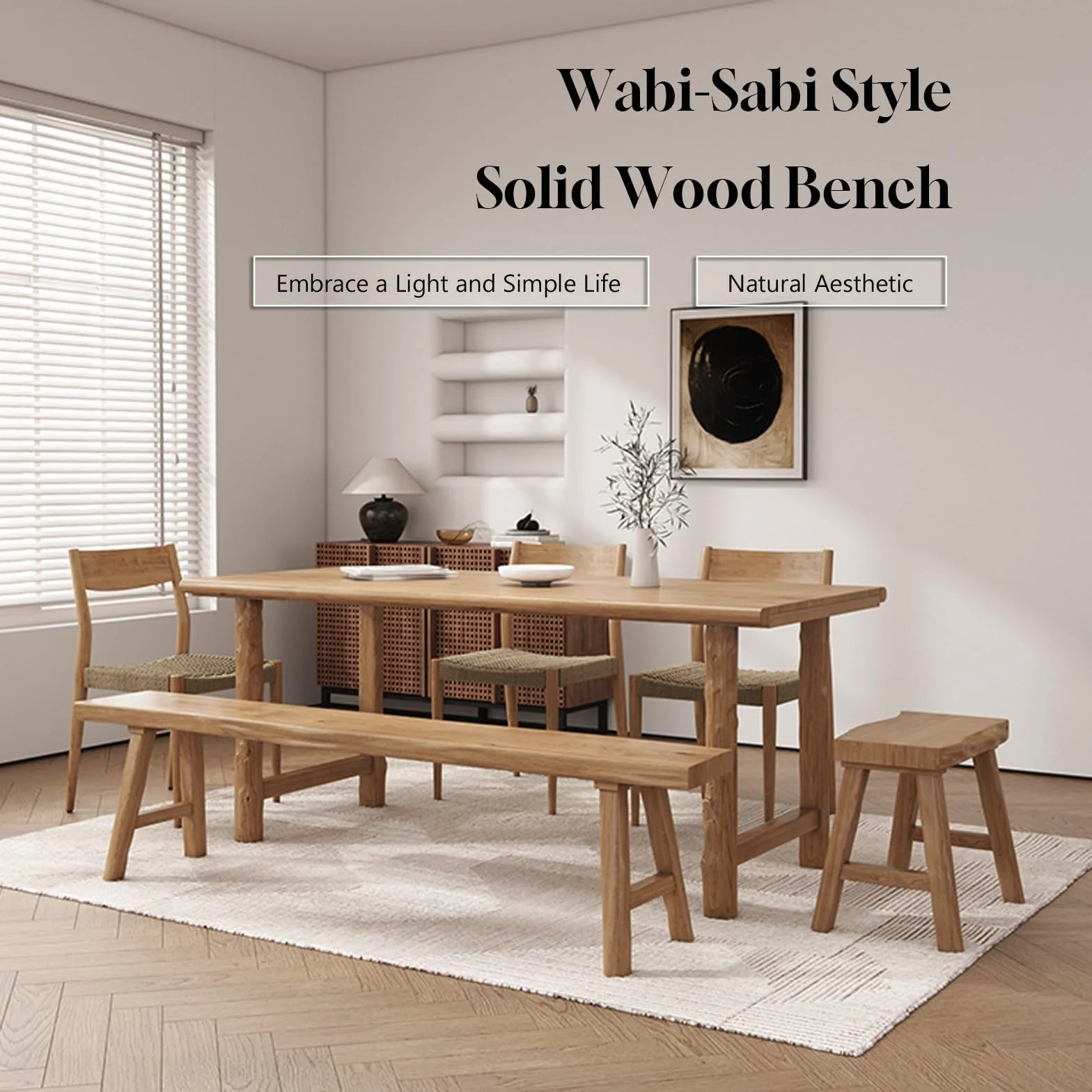 Drewniana ławka wiejska, długa rustykalna ławka do przechowywania półkanapa, wąska ławka antyczna sofa salon, jadalnia, konstrukcja z litego drewna (100 cm/39,4 cala prosta krawędź)