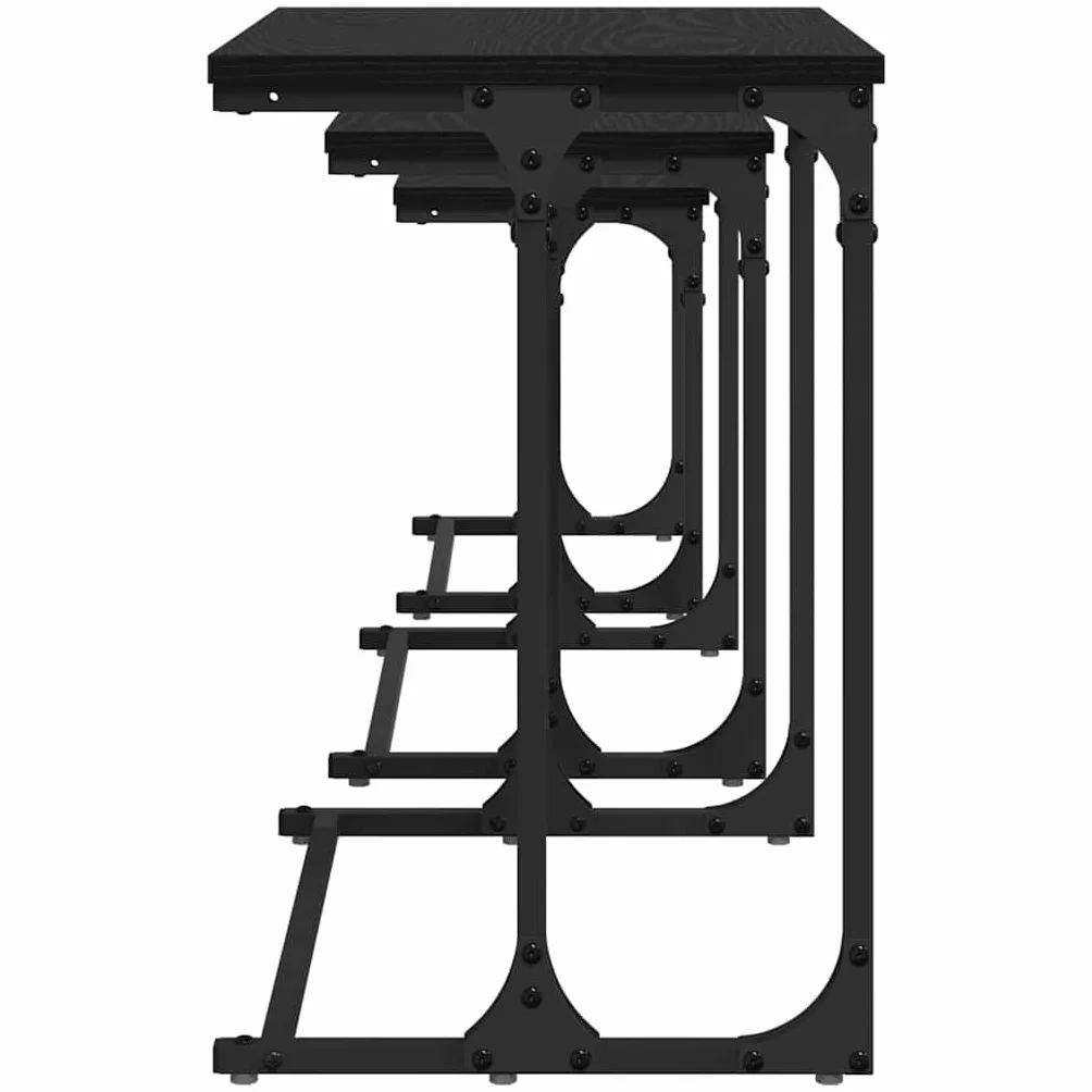 vidaXL Stolik Kawowy Nesting 3 pcs Czarny dąb Materiał drewnopochodny Kompaktowe