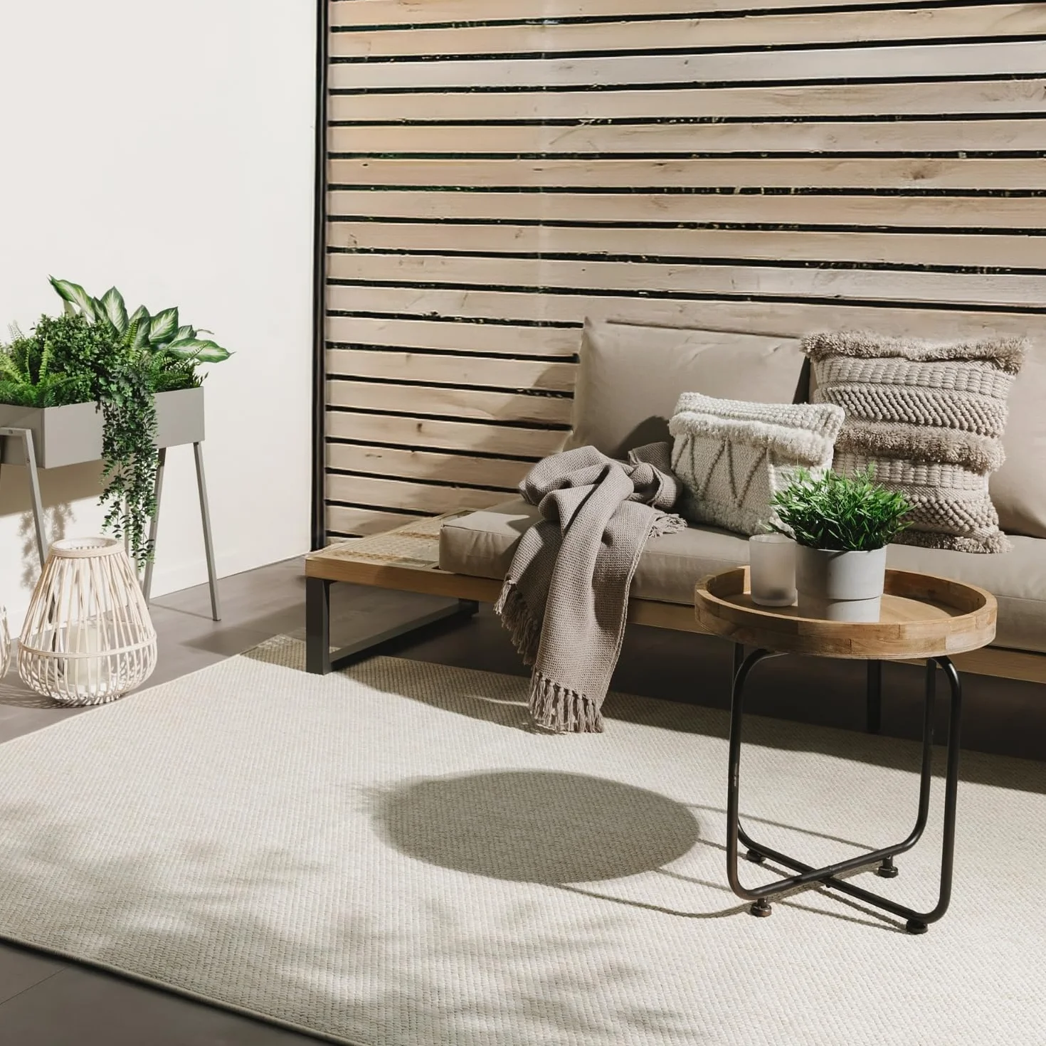 benuta Basic Dywan In & Outdoor Iowa - Kremowy 160x230 cm - Boho juta - Wodoodporny UV balkon, taras, ogród, kuchnia, salon - Trwały