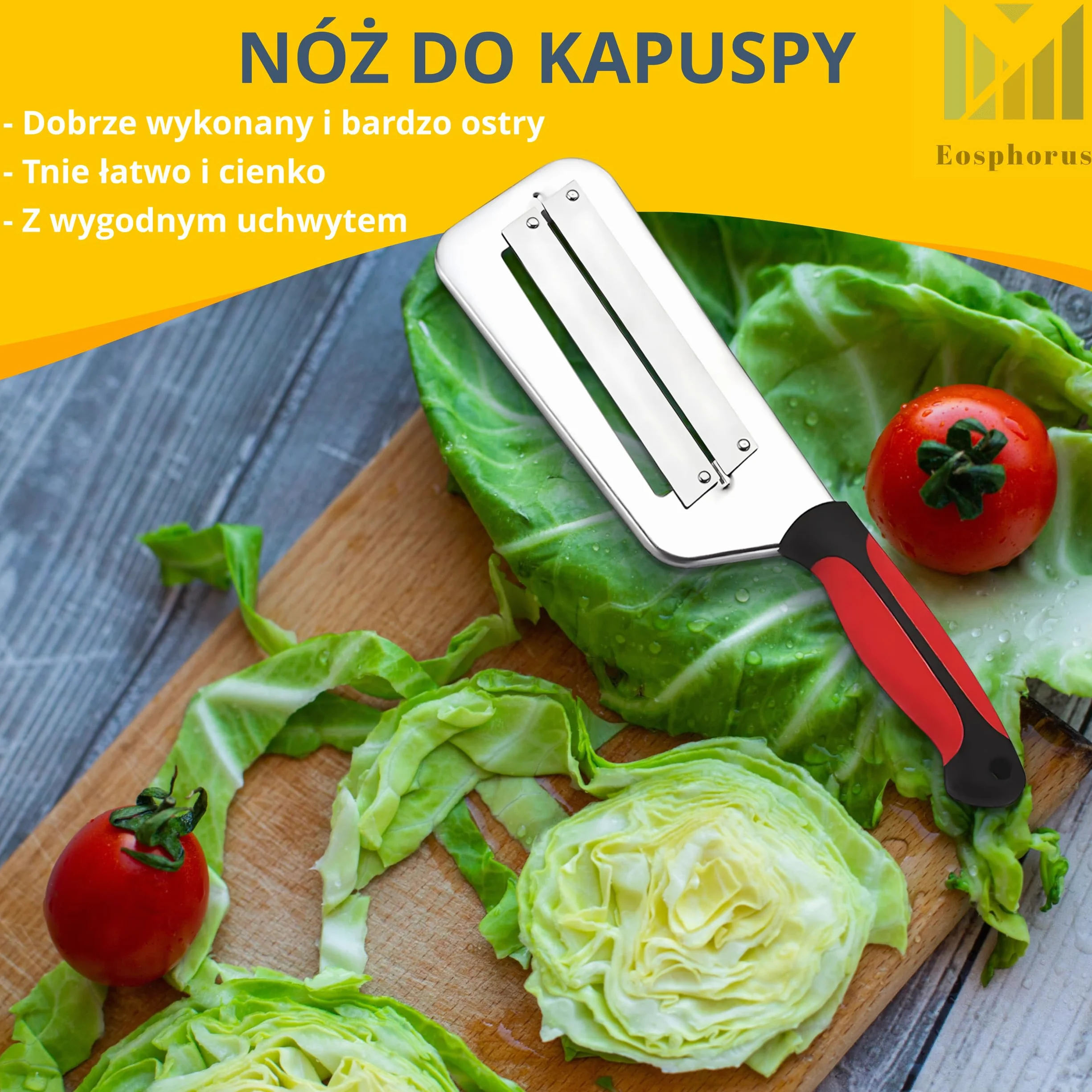 Eosphorus Rozdrabniacz do Kapusty Krajalnica do Kapusty Nóż do Kapusty Kiszonej Surówki z Dwoma Ostrymi Ostrzami ze Stali Nierdzewnej