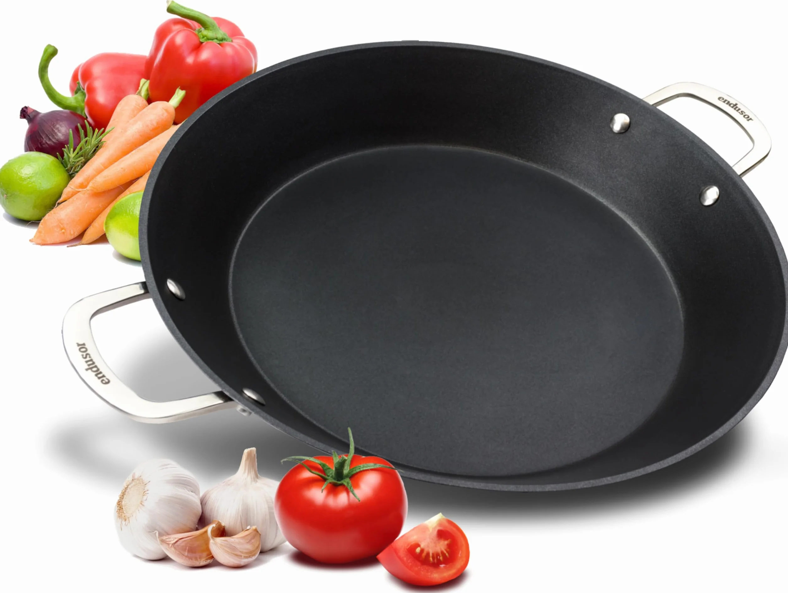 endusor Paella patelnia indukcyjna Ø 38 cm z powłoką zapobiegającą przywieraniu | dla 6-8 osób | wszystkie rodzaje kuchenek + piekarnik + grill gazowy | profesjonalna patelnia do paelli wykonana z
