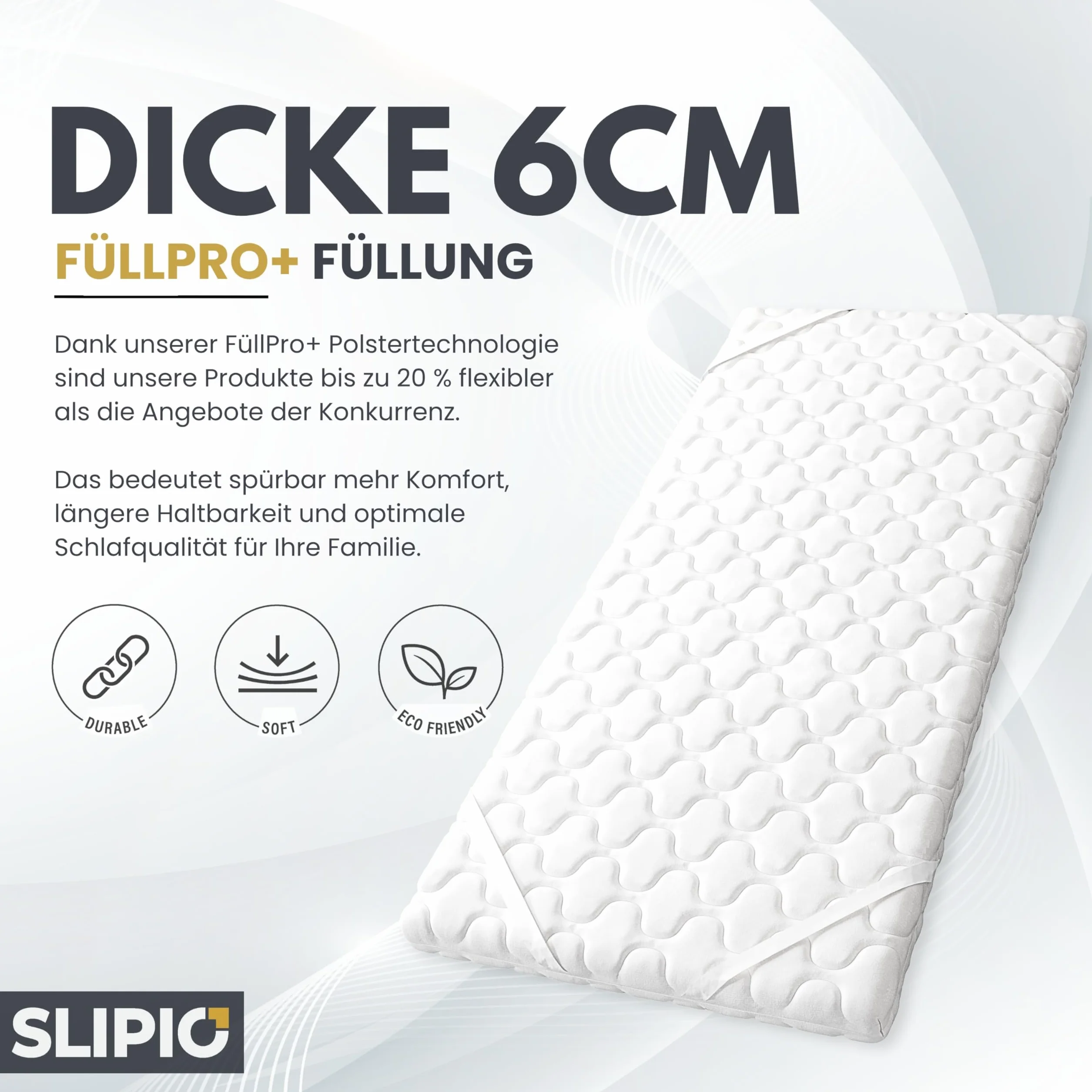 Nakładka na materac 5-strefowy masaż Ergo+ 140 x 190 x 6 cm hipoalergiczna