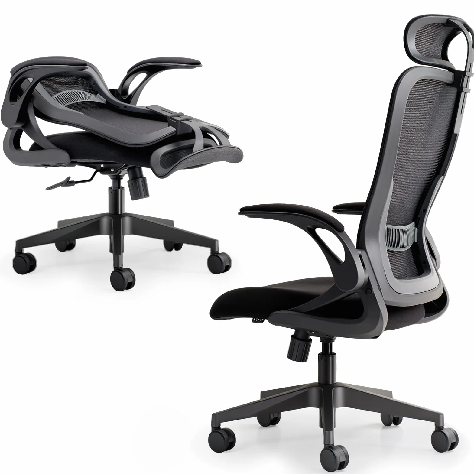 Tervo Model U, składane krzesło biurowe do małych pomieszczeń, ergonomiczna konstrukcja z siatką o wysokim odbiciu, krzesło komputerowe do gier, dla dorosłych i dzieci, składane i kompaktowe, z