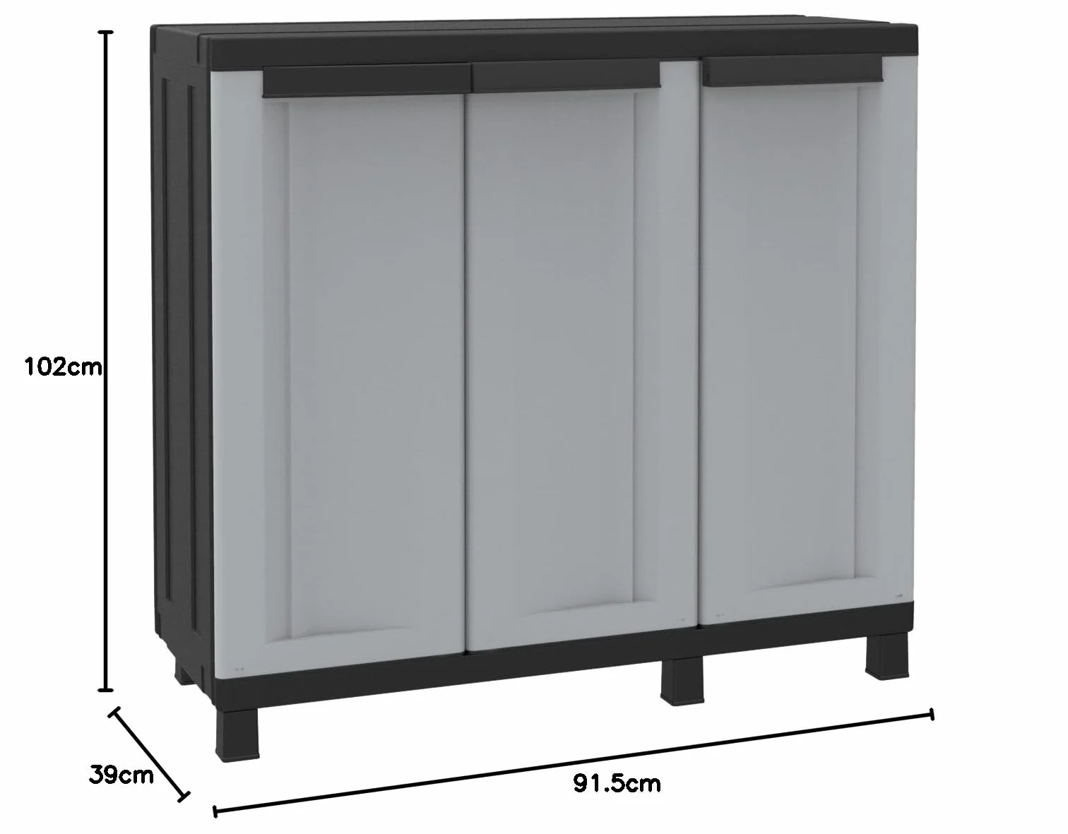 Terry, Twist Black 102b, 3-drzwiowa wielofunkcyjna szafka z 2 oddzielnymi przegródkami - 102 x 39 x 91,5 cm