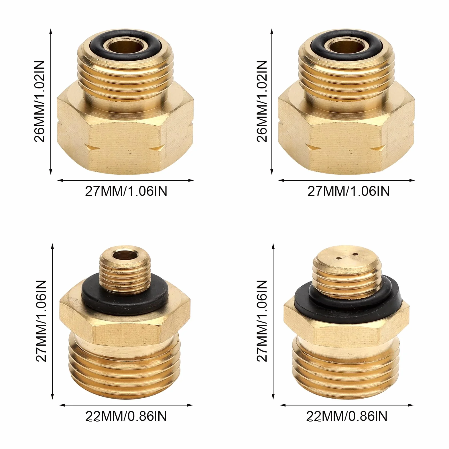 Adapter do butli gazowych, 4-częściowy zestaw adapterów, europejski, mosiężny adapter do podłączenia regulatorów ciśnienia do zagranicznych butli gazowych