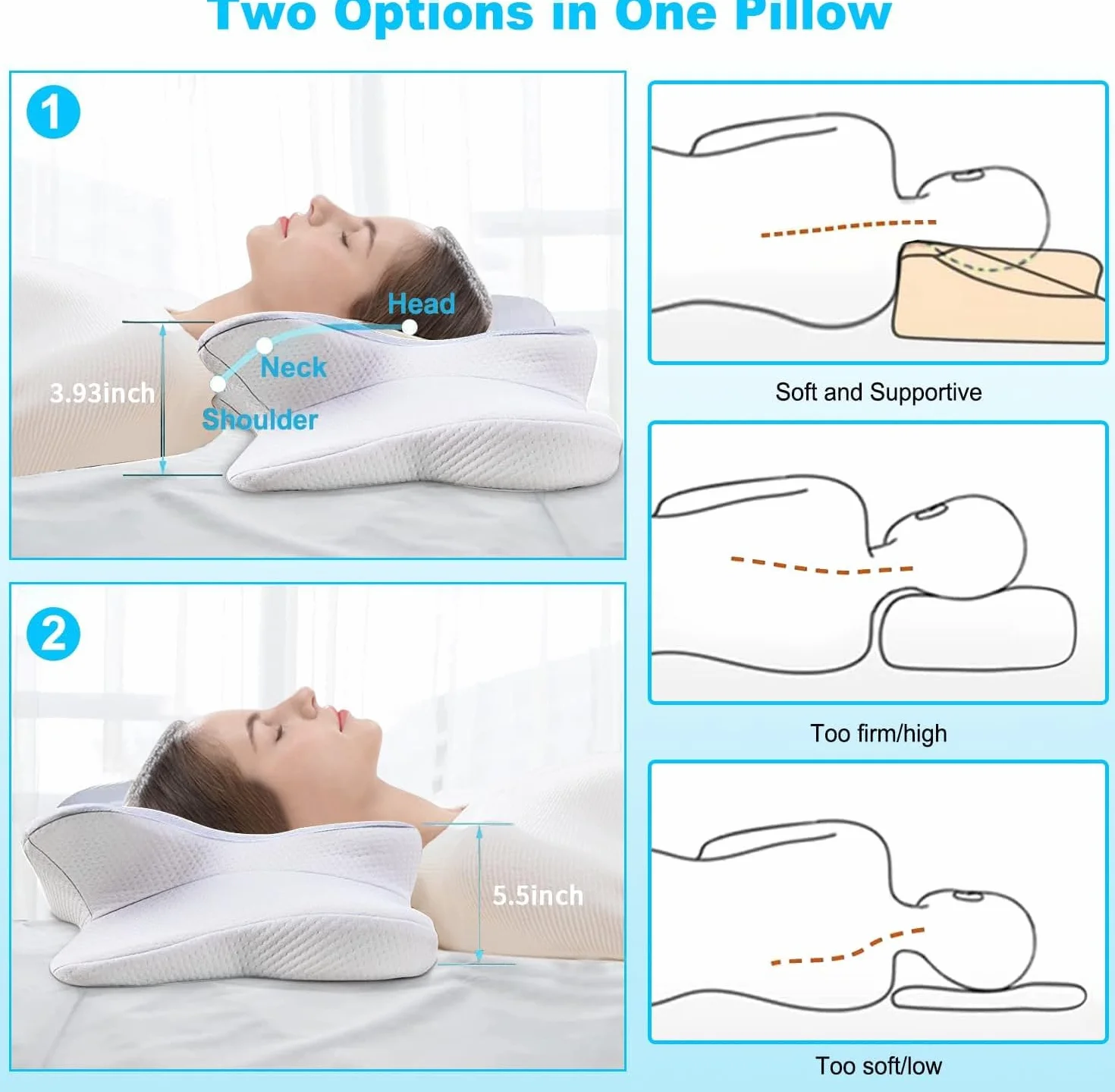 poduszka podpierająca kark z pianki Memory Foam, poduszka z pianką Memory Foam, podpierająca poduszka pod kark, ergonomiczna ortopedyczna poduszka z możliwością regulacji wysokości dla osób