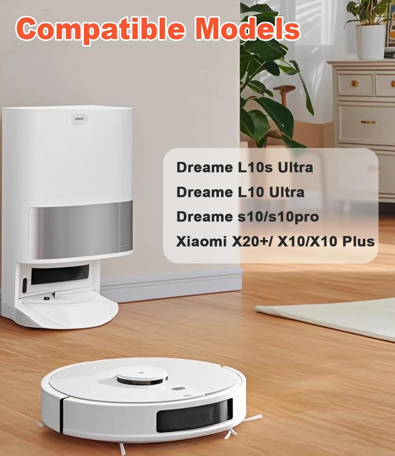 Zestaw akcesoriów do odkurzacza robota Xiaomi X20+/X10+/Dreame L10s Ultra/L10 Ultra/L10 Prime, 1 szczotka główna, 4 filtry, 4 nakładki na mopa, 6 szczotek bocznych, 6 worków na kurz