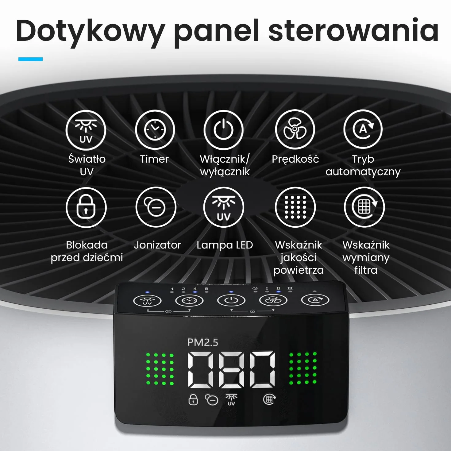 ProBreeze Oczyszczacz Powietrza z Jonizatorem Filtrem UV-C HEPA Węglowym, 5 Poziomów Filtracji, 140m²