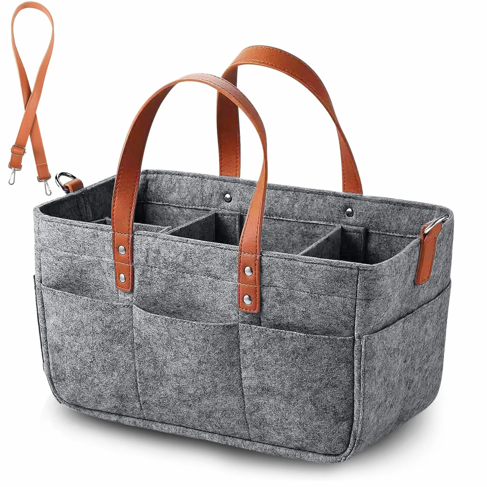 Filcowa Torba torba na Zakupy 16L, 38 x 23 x 18 cm, Ciemnoszary, z Uchwytem i Przegródkami