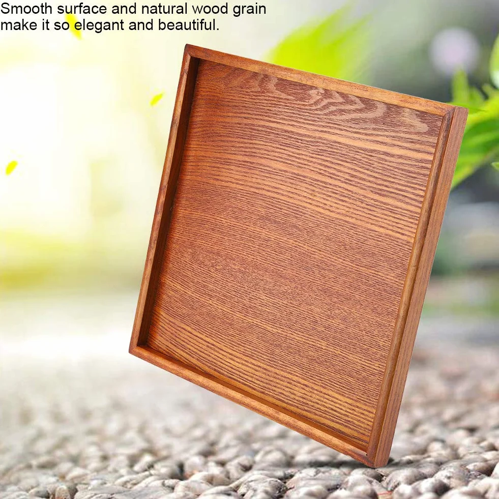 Kwadratowa taca z litego drewna 30x30 cm do serwowania kawy i herbaty