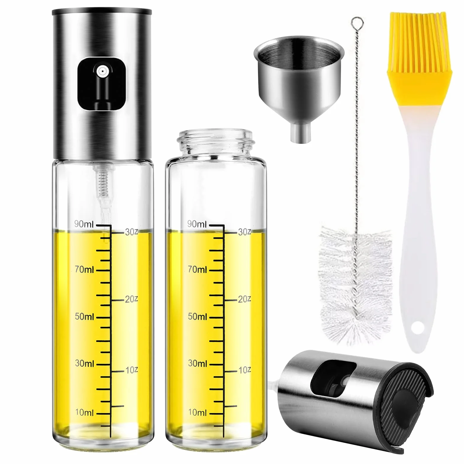 Rozpylacz oleju jadalnego, butelka z rozpylaczem 100ML, Oil Spray Bottle spray na olej do gotowania, Spryskiwacze do oleju szeroki otwór do frytownicy powietrznej, kuchni, grilla i pieczenia