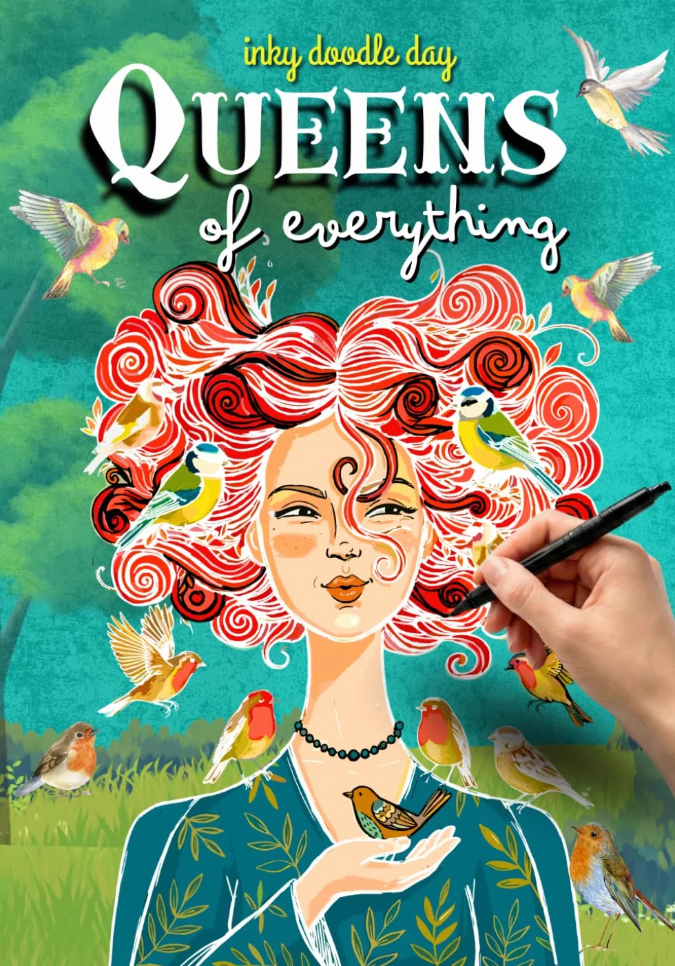 Inky Doodle Day: Queens of Everything: A Comfort Ink Tracing Book Celebrating Strong, Different and Beautiful Women