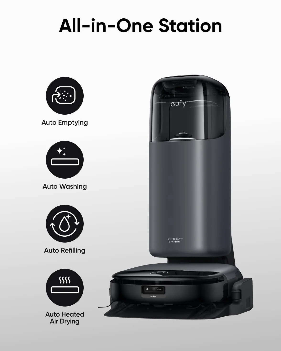 eufy Omni S1 robot odkurzający stacja all-in-one inteligentne omijanie przeszkód mop Wi-Fi Alexa głębokie czyszczenie