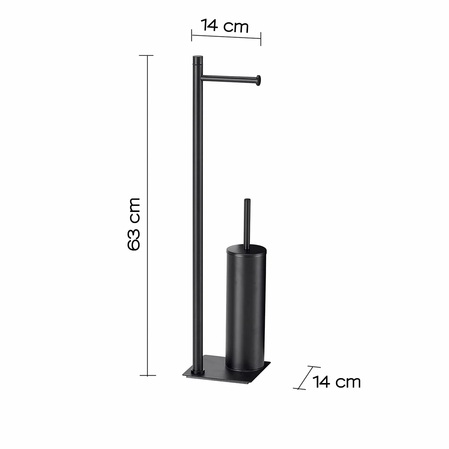 Gedy G-Seul Kolumna Drzwi Rolka + Szczotka Łazienka Czarny 62,8x14x14 cm Zestaw WC Stal Nierdzewna Cromall 4mm