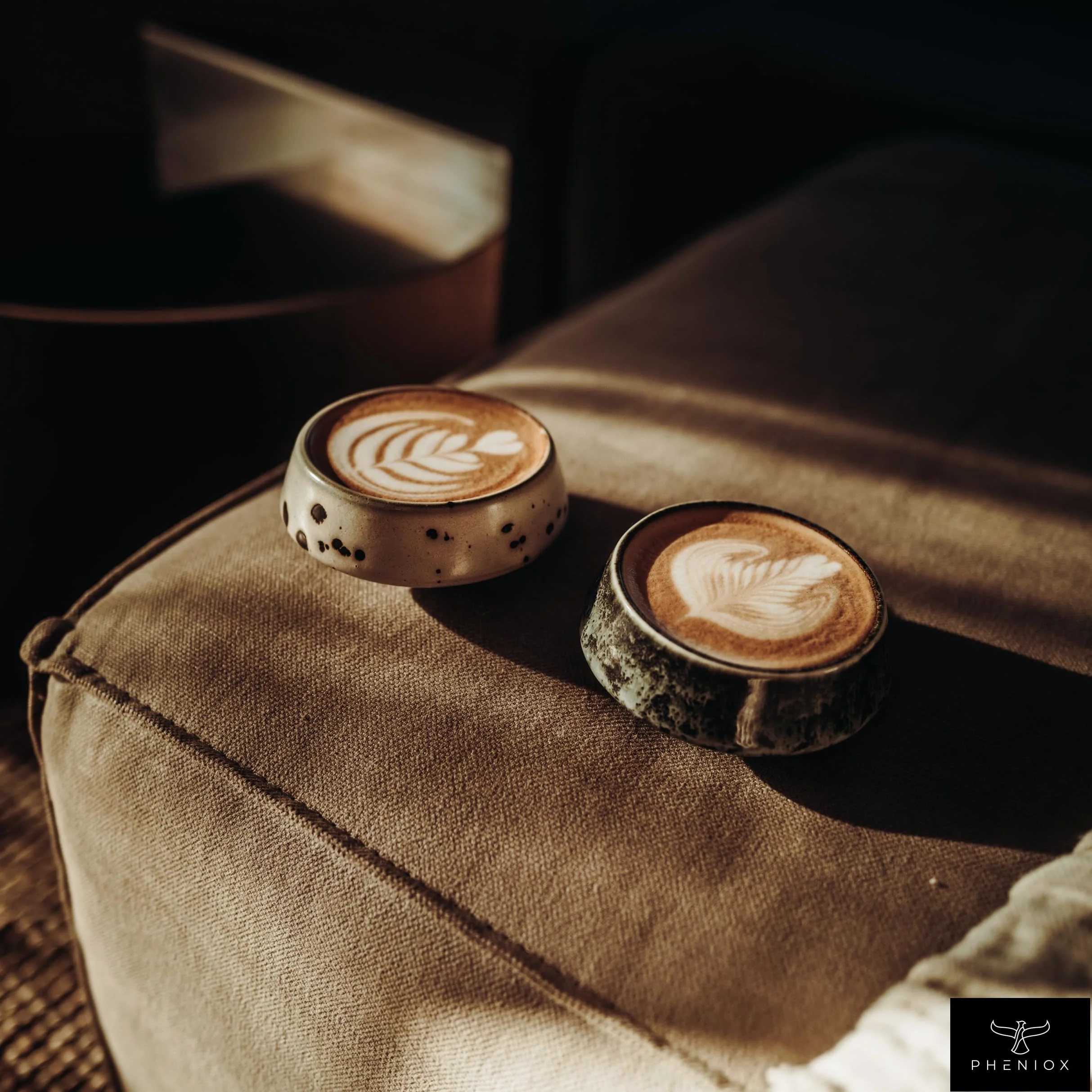Pheniox | Zestaw filiżanek do cappuccino Barista – 2 x 180 ml | wysokiej jakości filiżanki do latte art z porcelany – filiżanki do kawy bez uchwytu | ponadczasowe, nowoczesne wzornictwo – nadają się