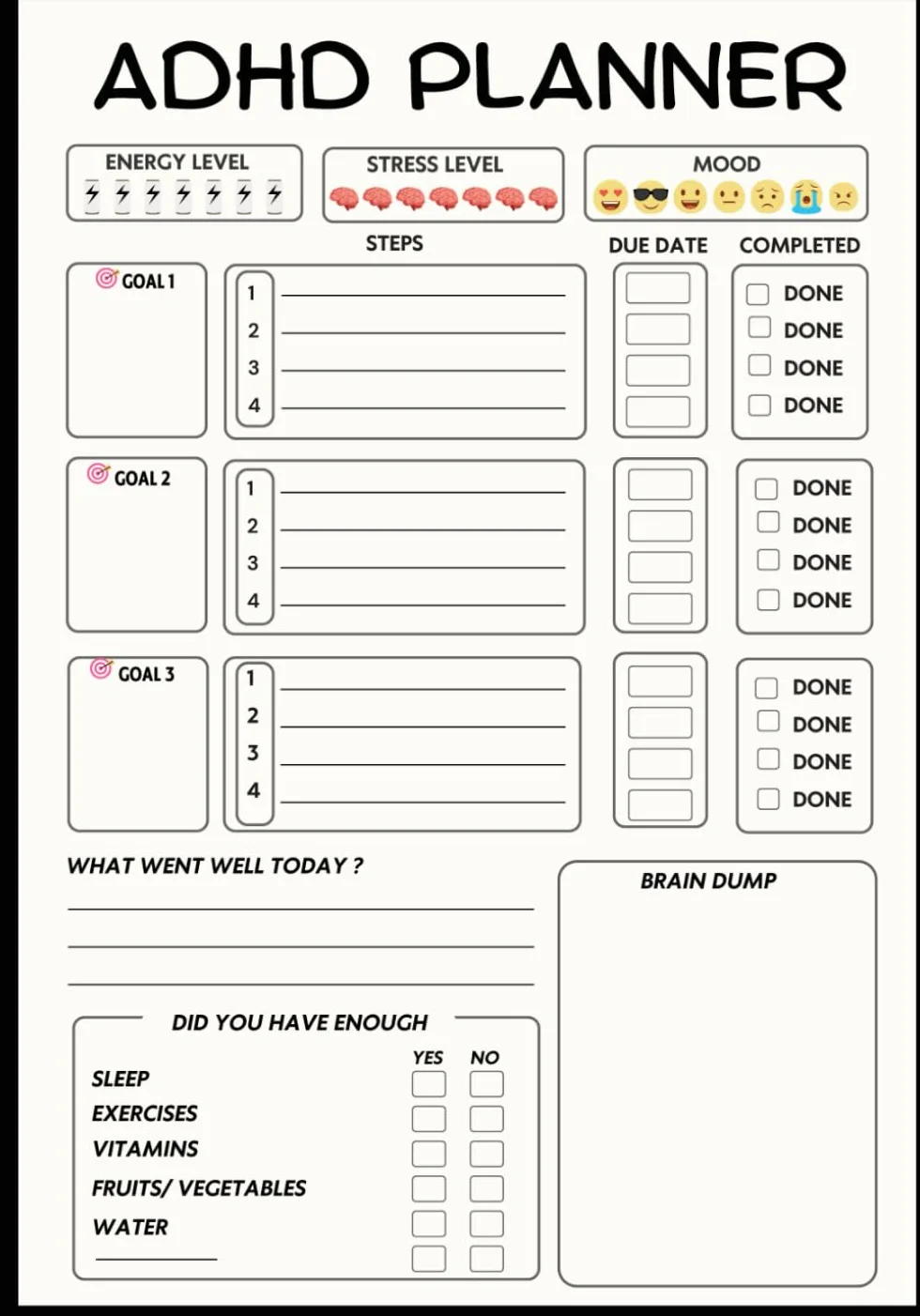 ADHD Planner: Practical Tools for Organized Daily and Weekly Success For Adults, Teens, kids..- Unlock Your Productivity, Manage Time, Boost Focus,Stay Organized, and Conquer Your Goals