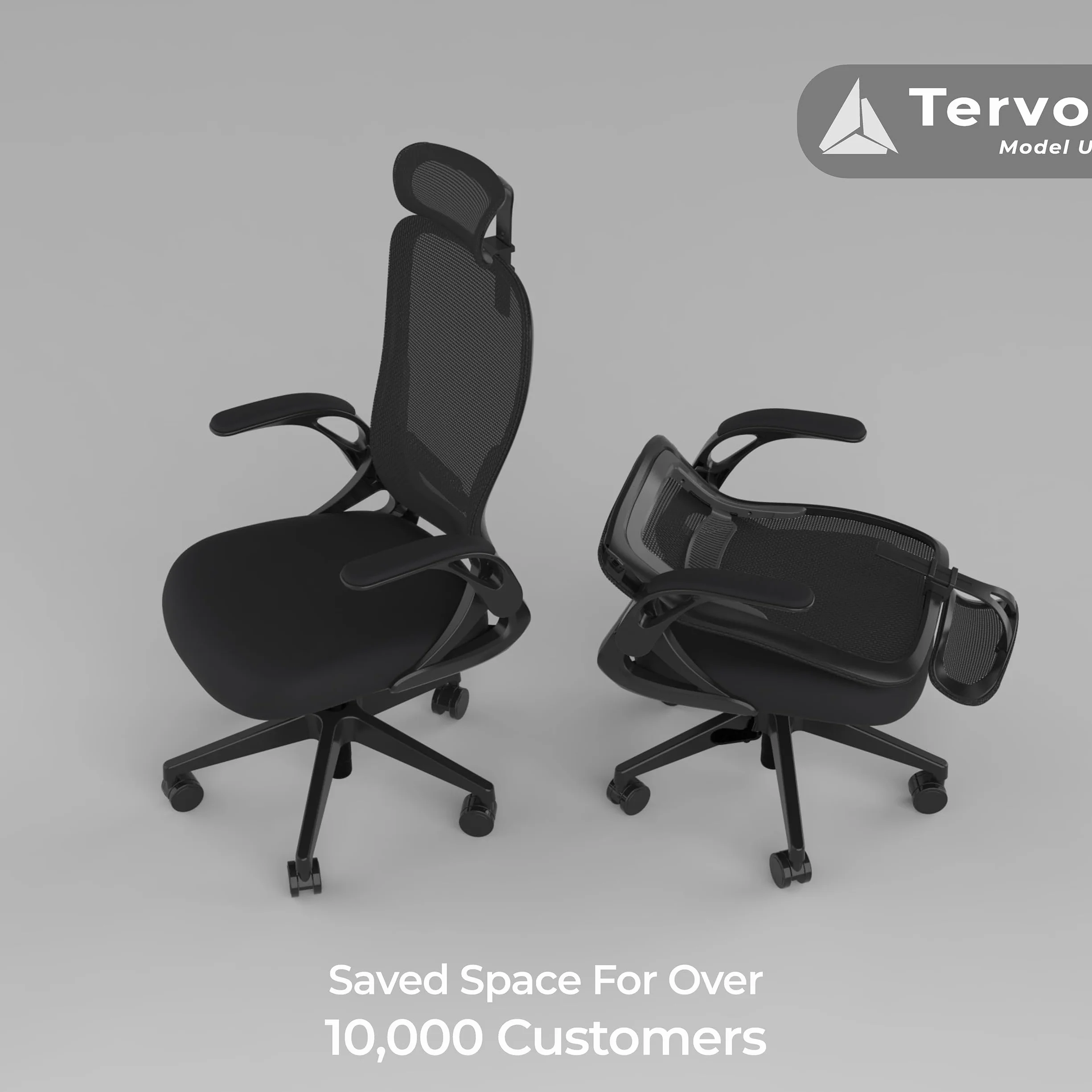 Tervo Model U, składane krzesło biurowe do małych pomieszczeń, ergonomiczna konstrukcja z siatką o wysokim odbiciu, krzesło komputerowe do gier, dla dorosłych i dzieci, składane i kompaktowe, z