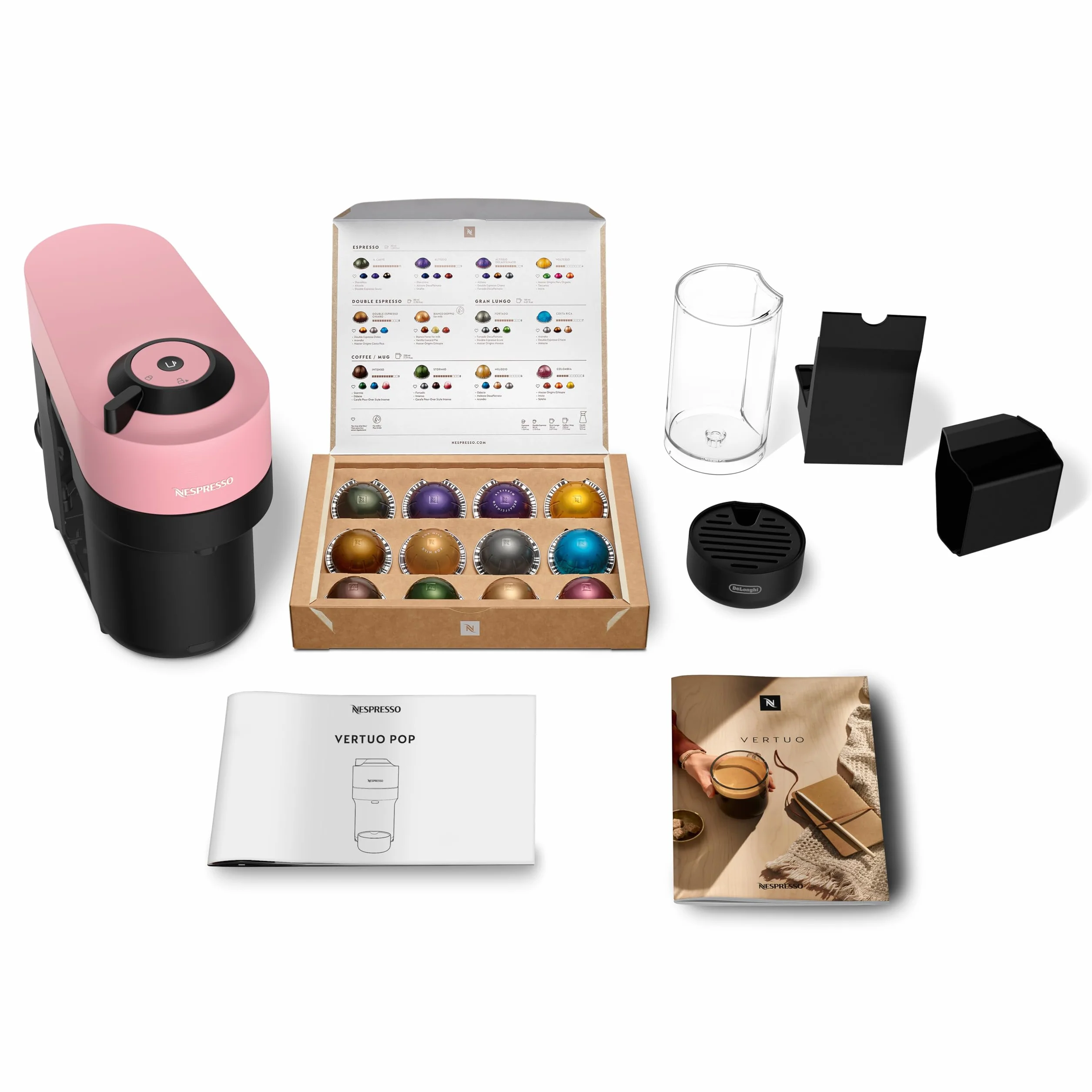 Nespresso De'Longhi Vertuo Pop ENV90.P Ekspres do Kawy Kapsułkowej Cold Brew 4 Rozmiary Bluetooth Wi-Fi Różowy
