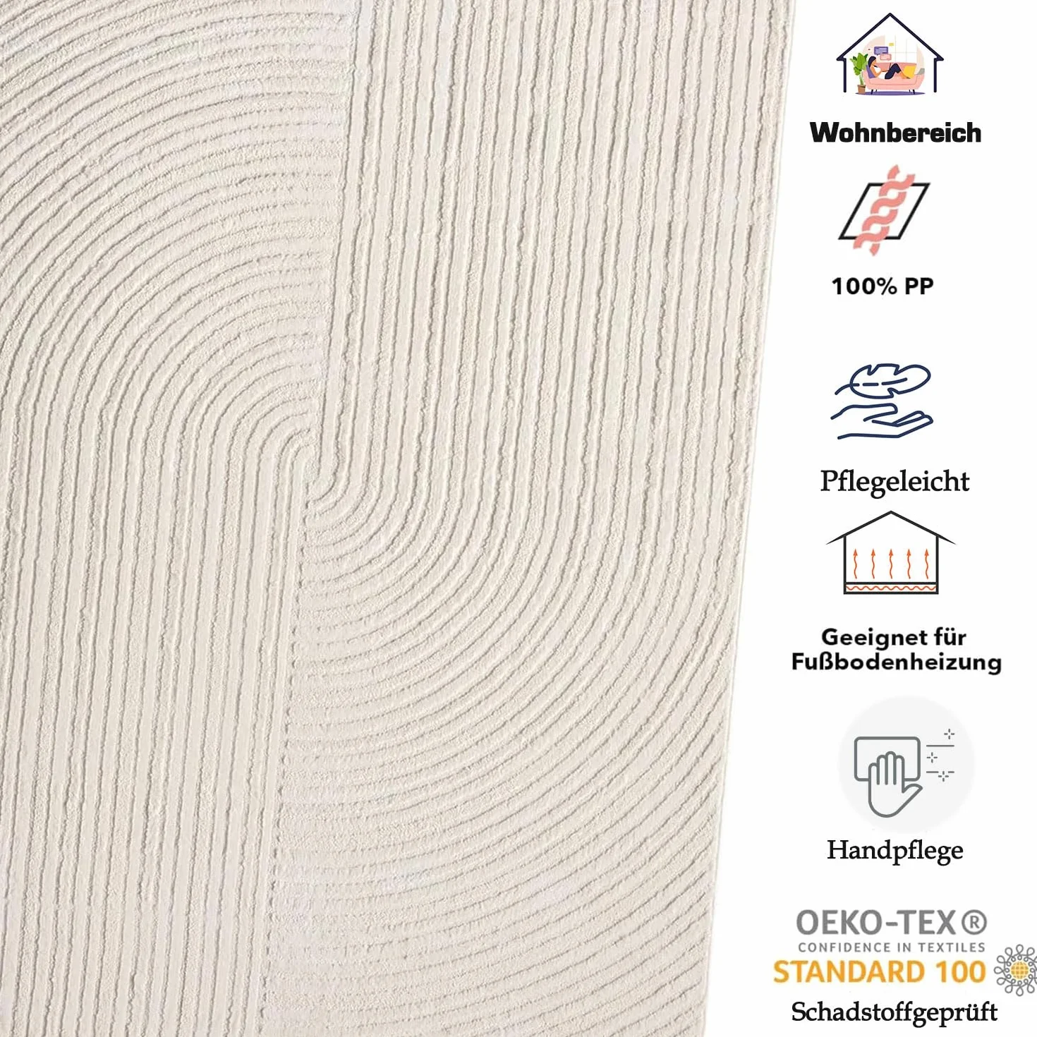 VIMODA dywan boho 80 x 300 cm kremowy