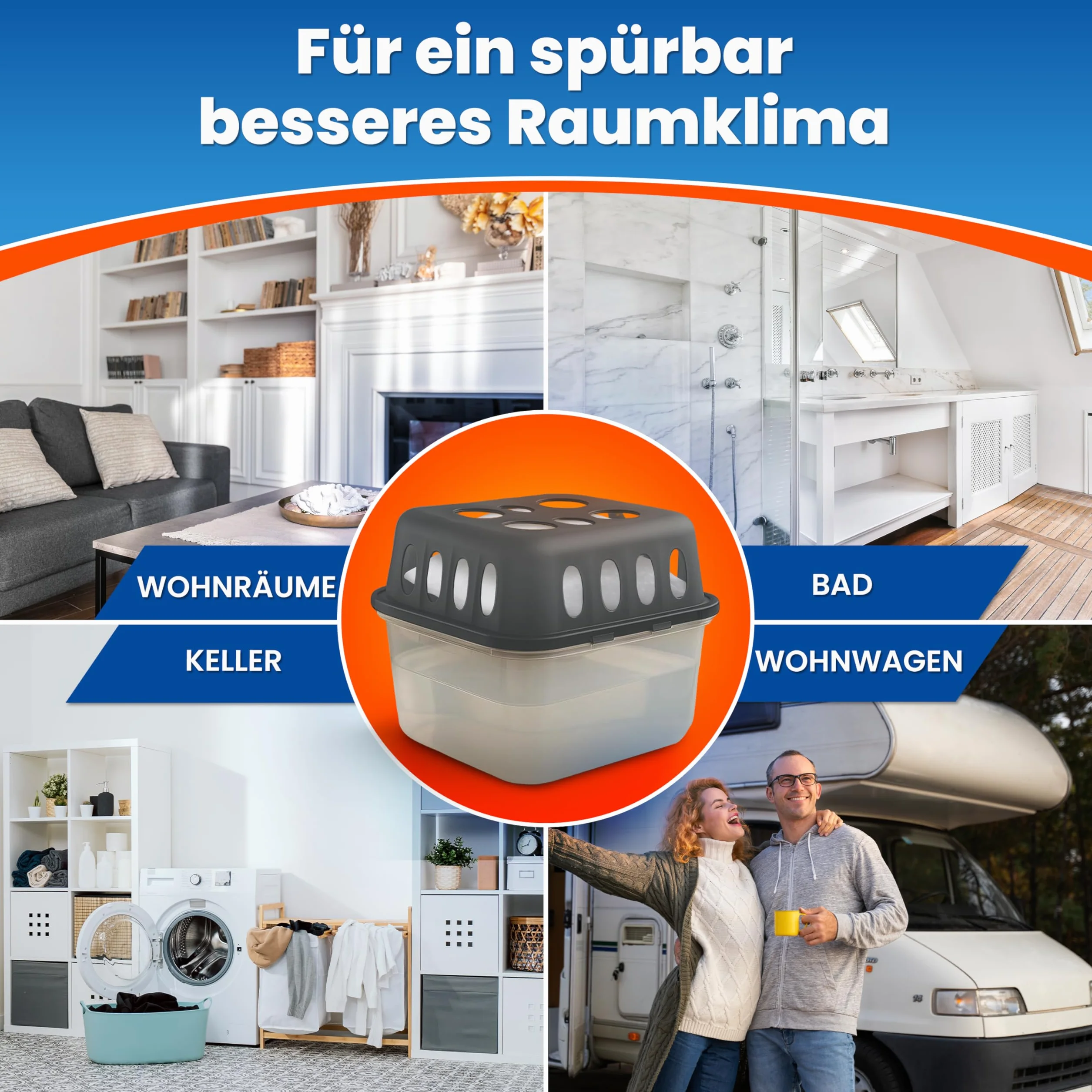 4 x osuszacz powietrza bez prądu + 8 x 400 g nawilżacz powietrza w opakowaniu uzupełniającym – osuszacz powietrza do 40 m² do piwnicy, łazienki i wielu innych – granulat do osuszania i